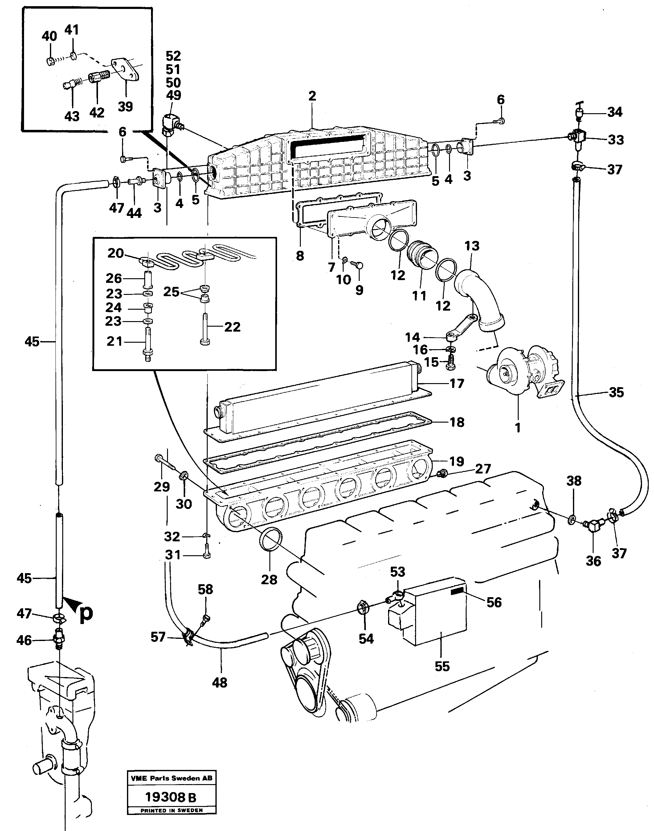 Схема запчастей Volvo L160 - 38089 Intercooler with hoses L160 VOLVO BM L160