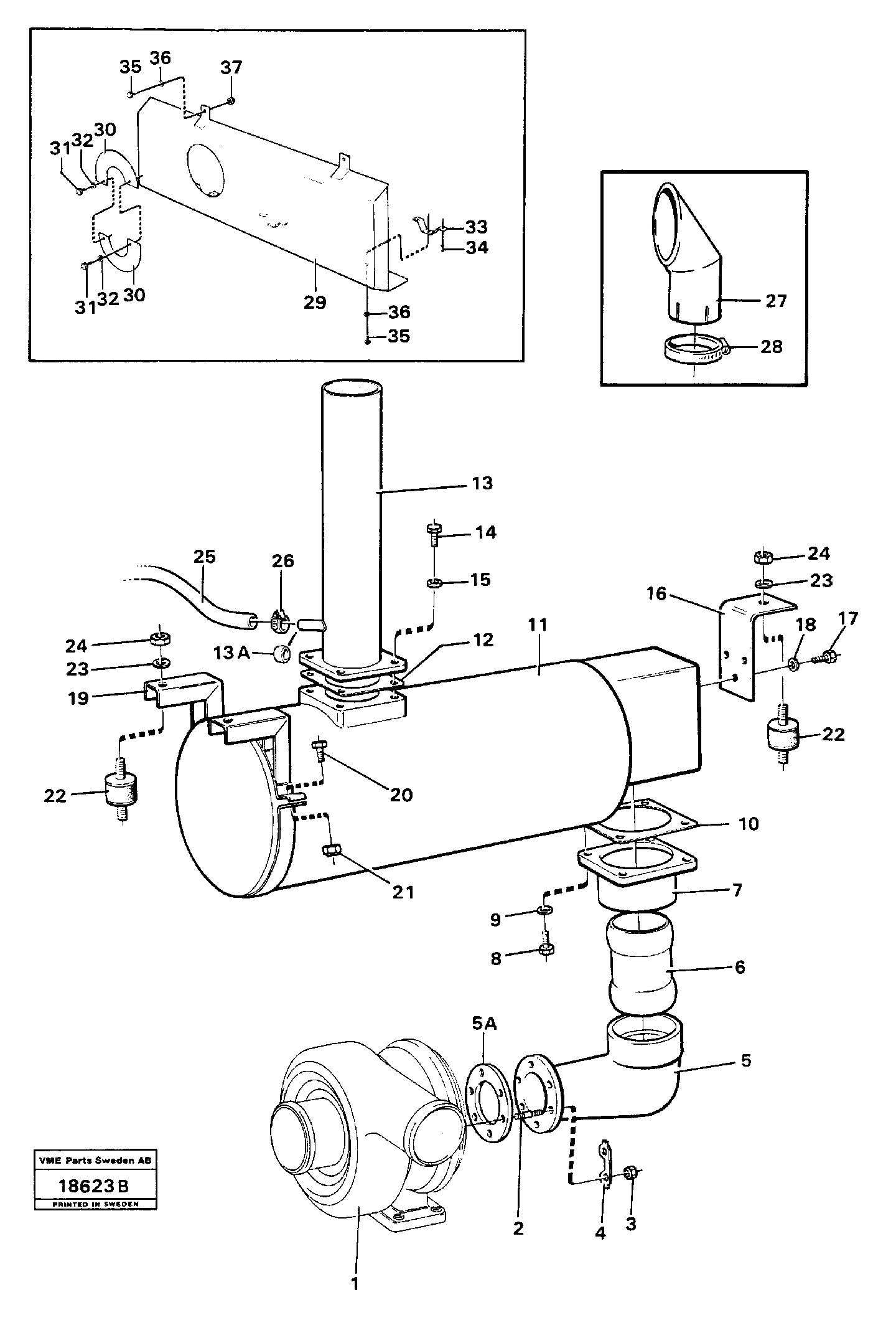 Схема запчастей Volvo L160 - 40397 Выхлопная система L160 VOLVO BM L160