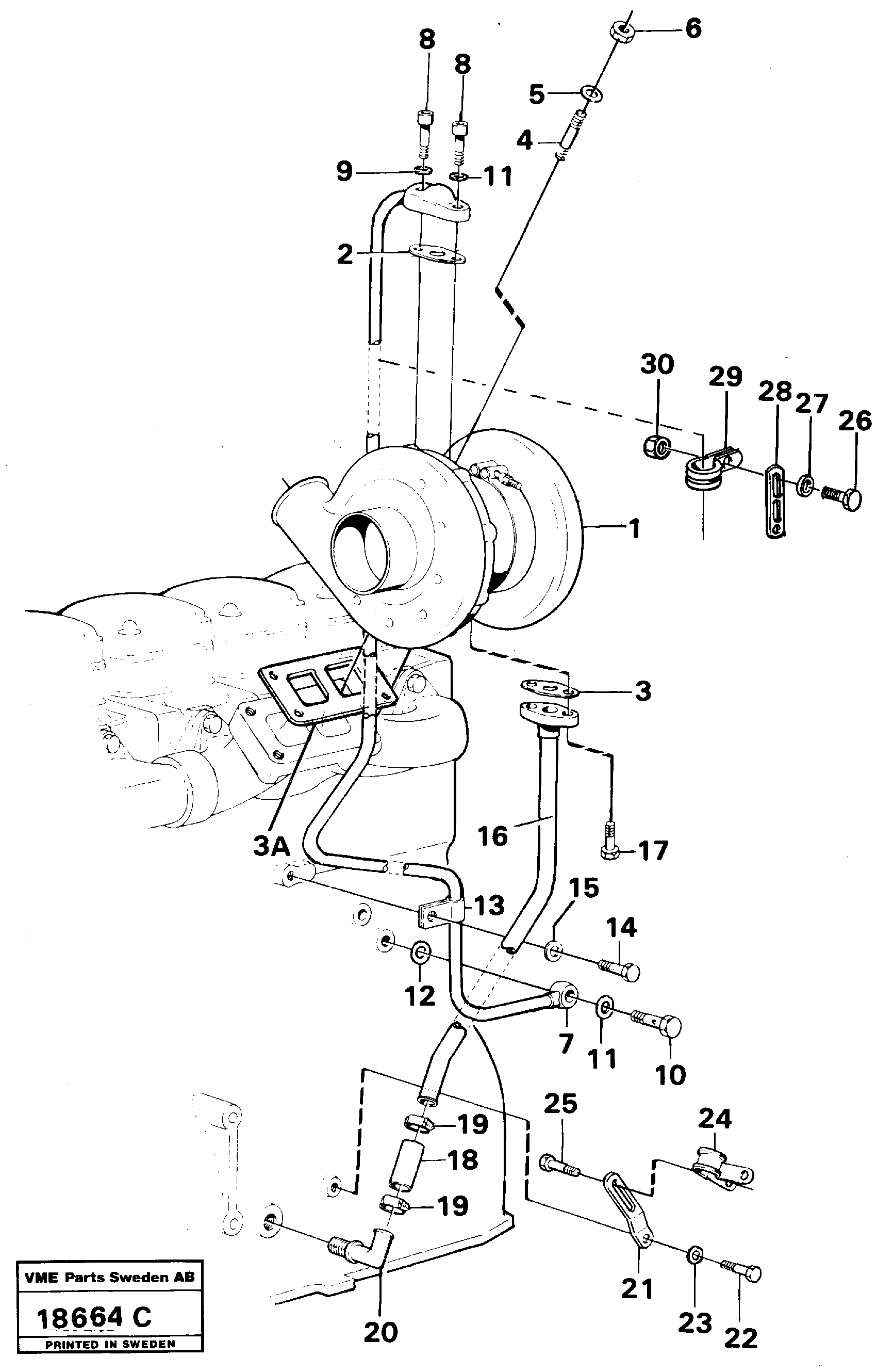 Схема запчастей Volvo L160 - 70504 Турбокомпрессор (турбина) с установочными деталями L160 VOLVO BM L160