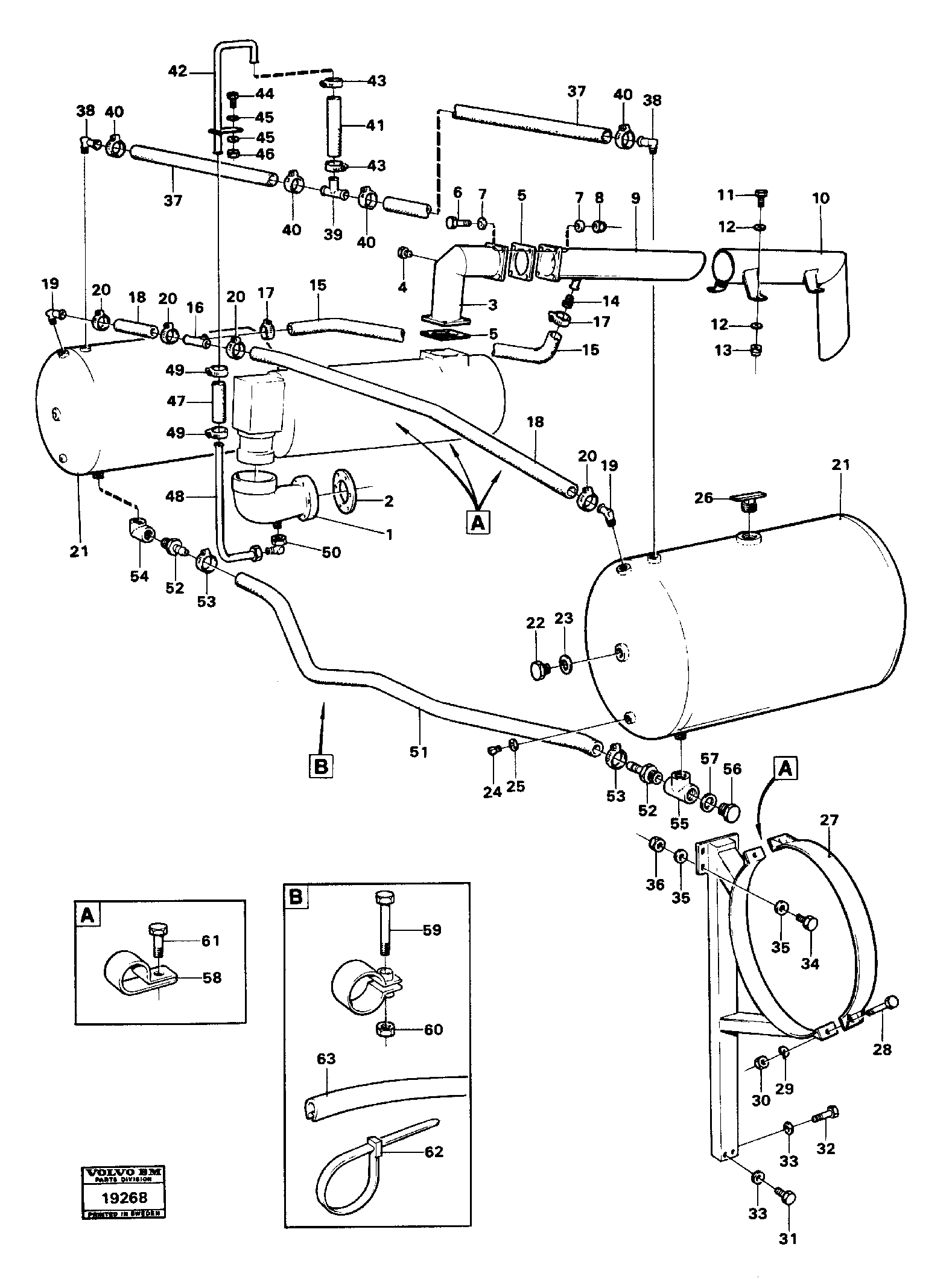 Схема запчастей Volvo L160 - 81345 Exhaust pipe with water injector L160 VOLVO BM L160