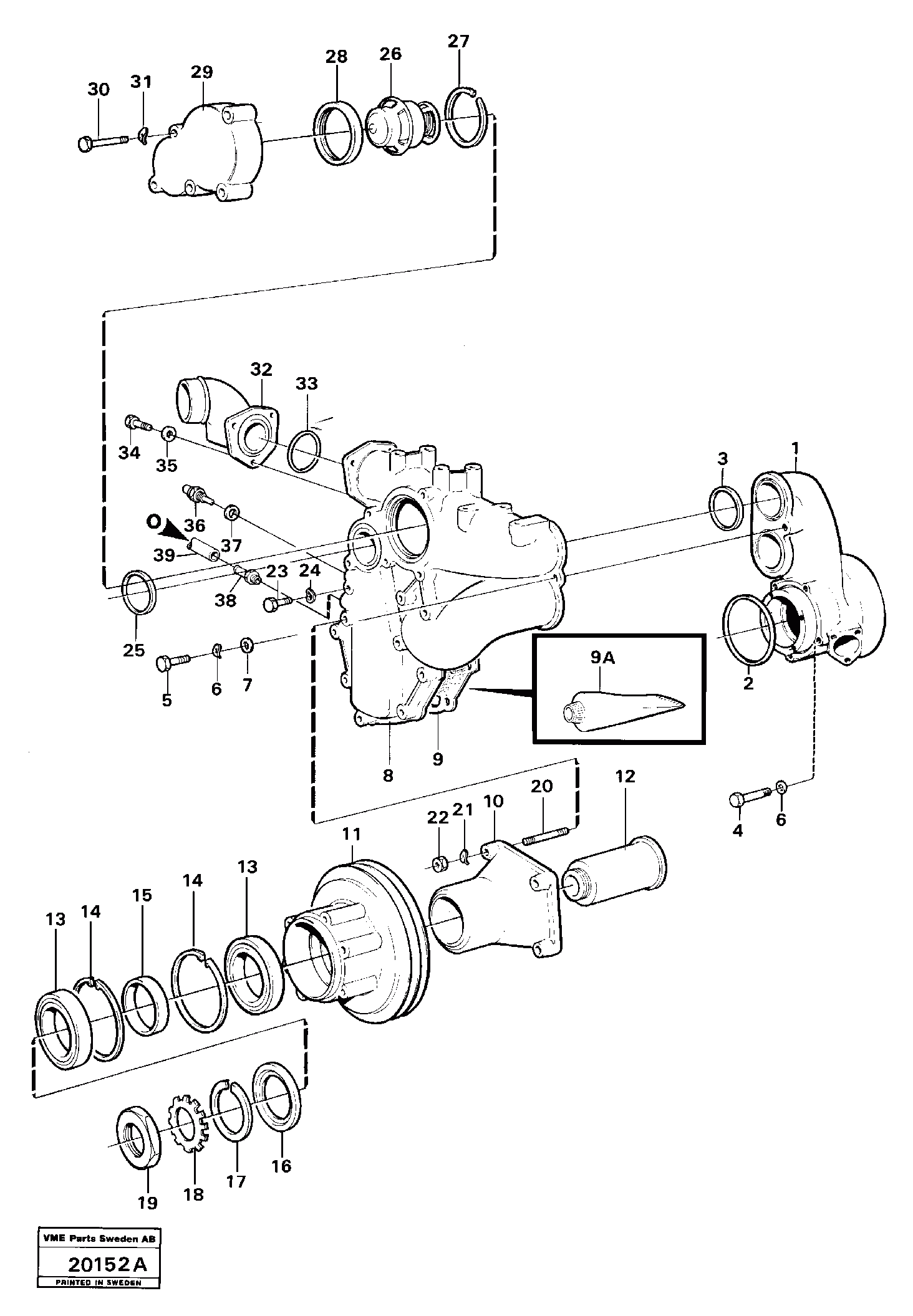 Схема запчастей Volvo L160 - 22342 Water pump with fitting parts L160 VOLVO BM L160