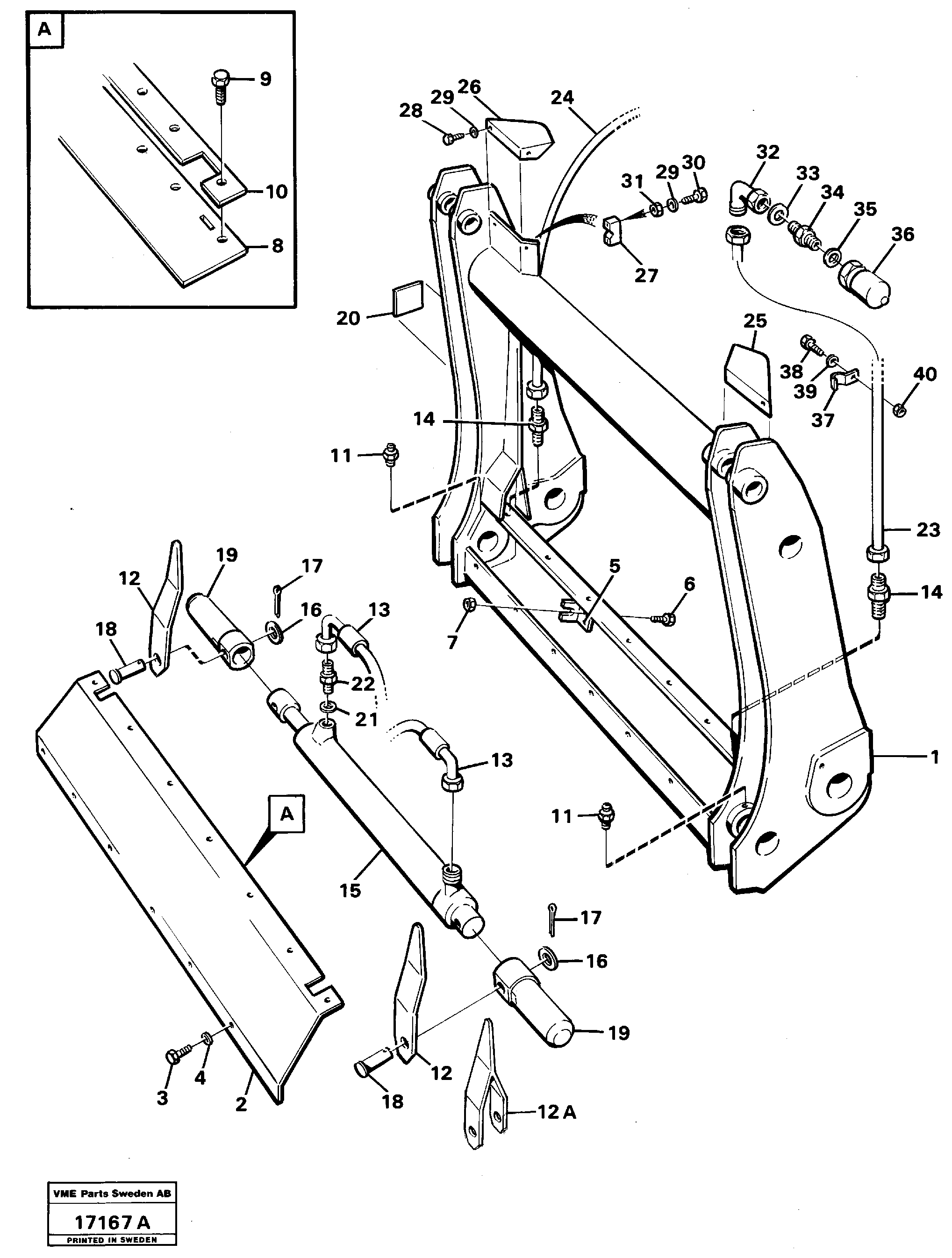 Схема запчастей Volvo L160 - 40652 Hydraulic tool bar L160 VOLVO BM L160