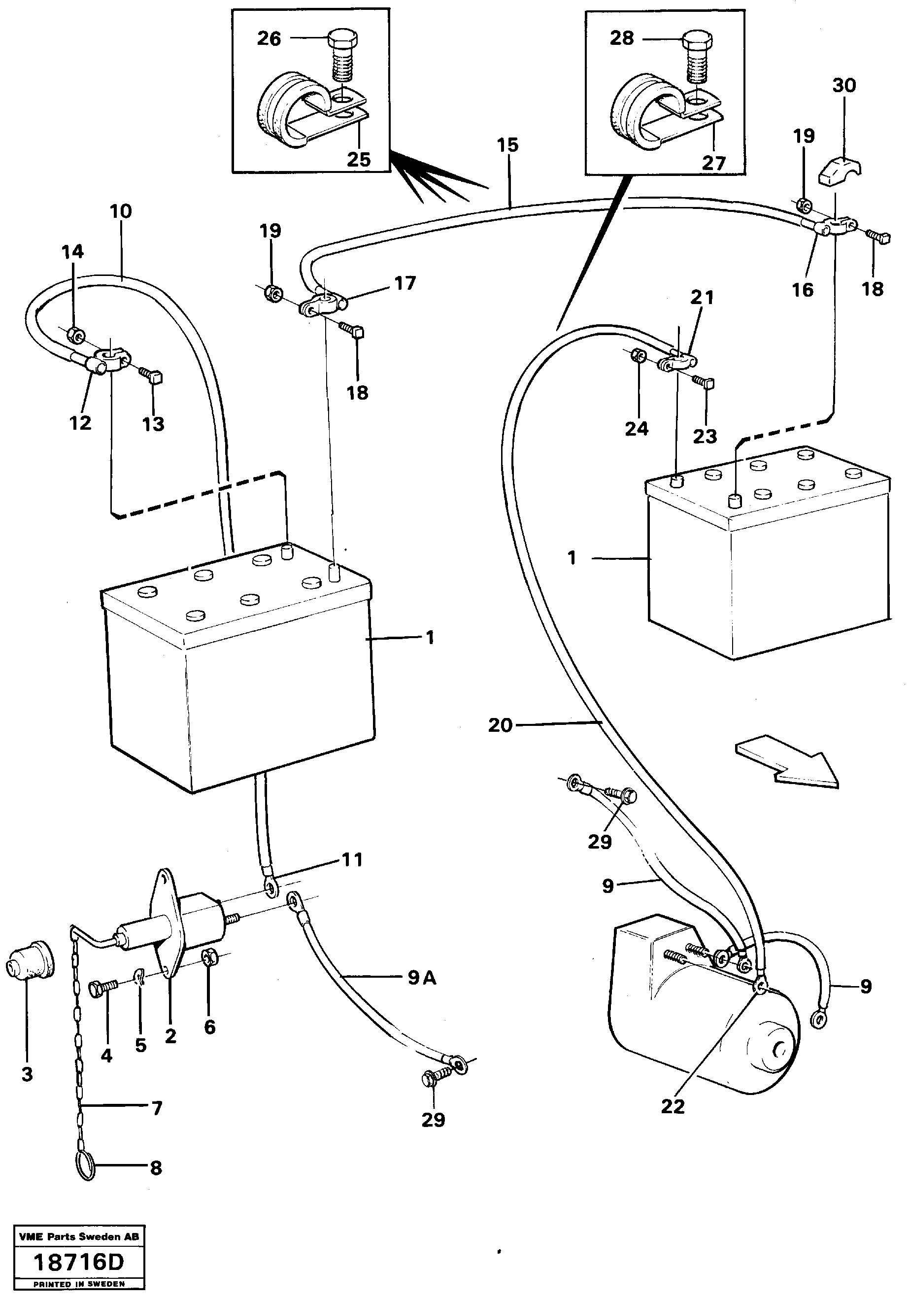 Схема запчастей Volvo L160 - 42157 Battery with assembling details L160 VOLVO BM L160
