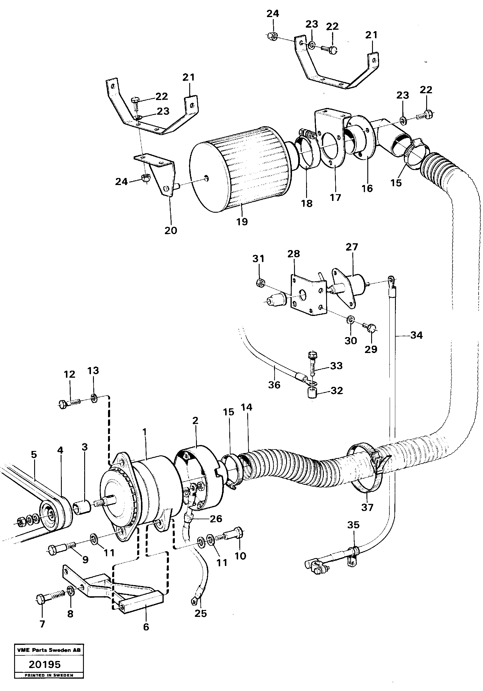 Схема запчастей Volvo L160 - 1970 Brushless alternator withfitting parts L160 VOLVO BM L160