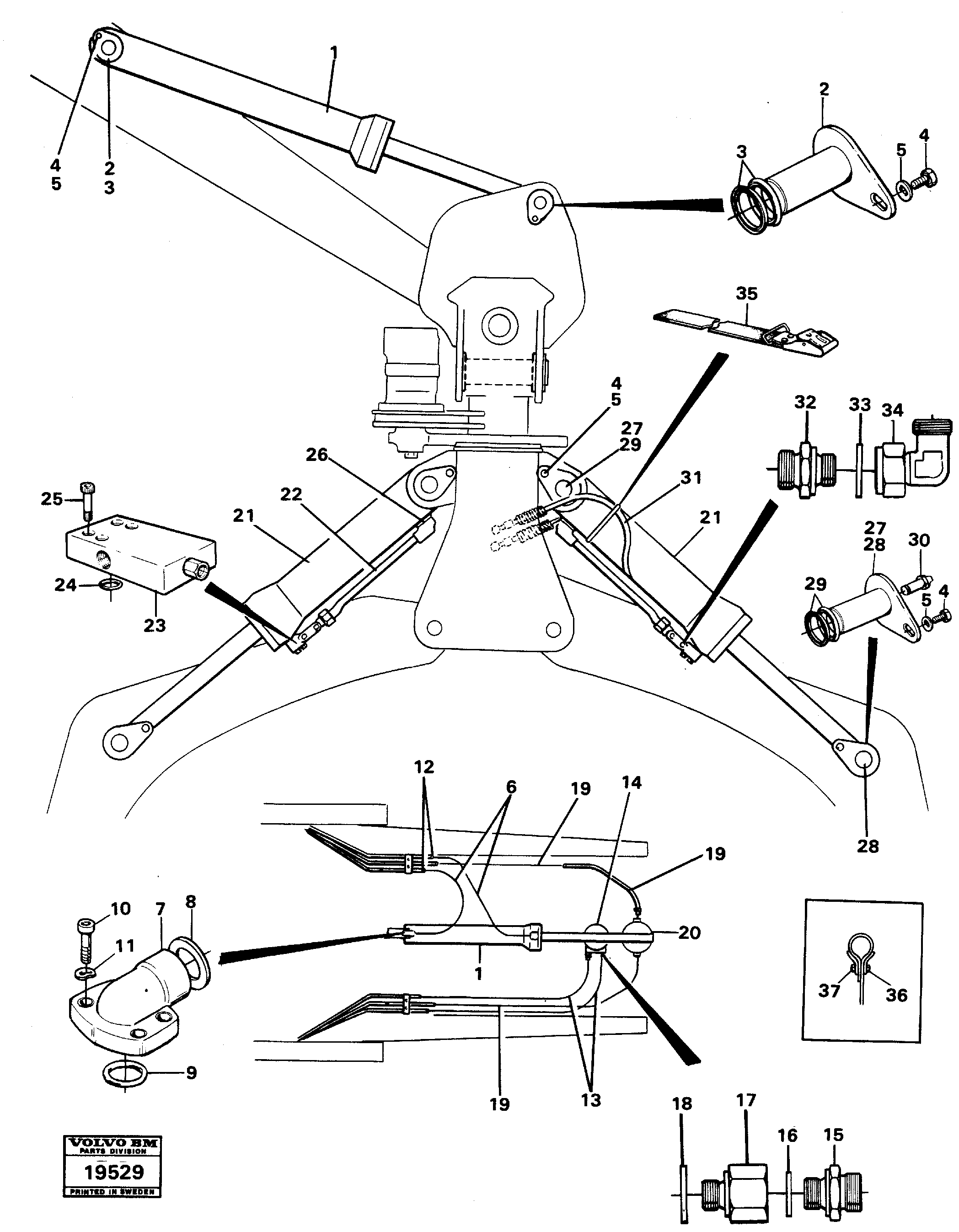 Схема запчастей Volvo L160 - 61908 Hydraulic system rotator L160 VOLVO BM L160
