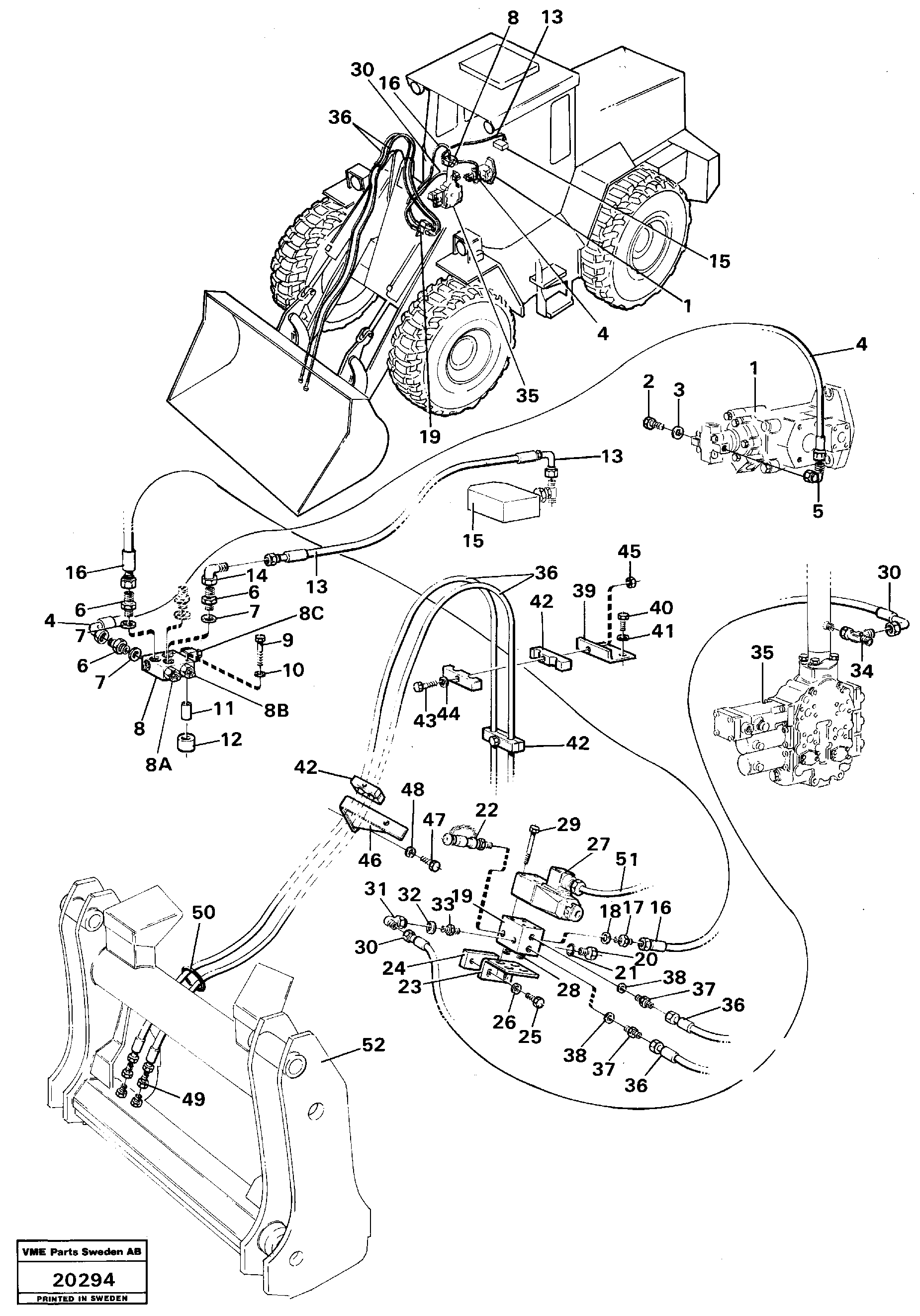 Схема запчастей Volvo L160 - 93801 Hydraulic system for attachment bracket L160 VOLVO BM L160