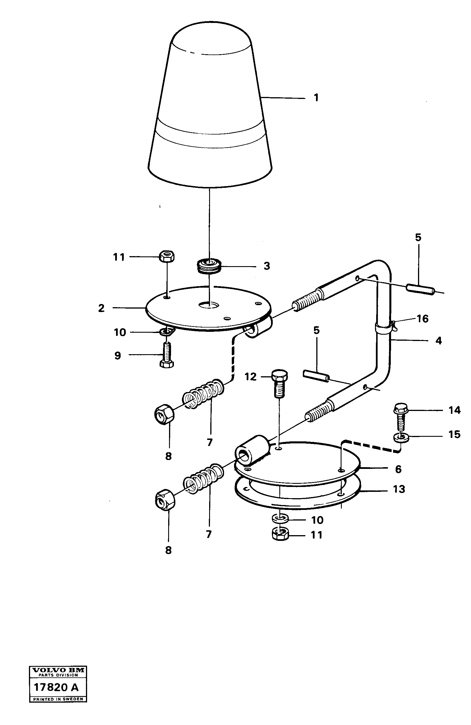 Схема запчастей Volvo L160 - 17734 Rotating beacon with fitting parts L160 VOLVO BM L160