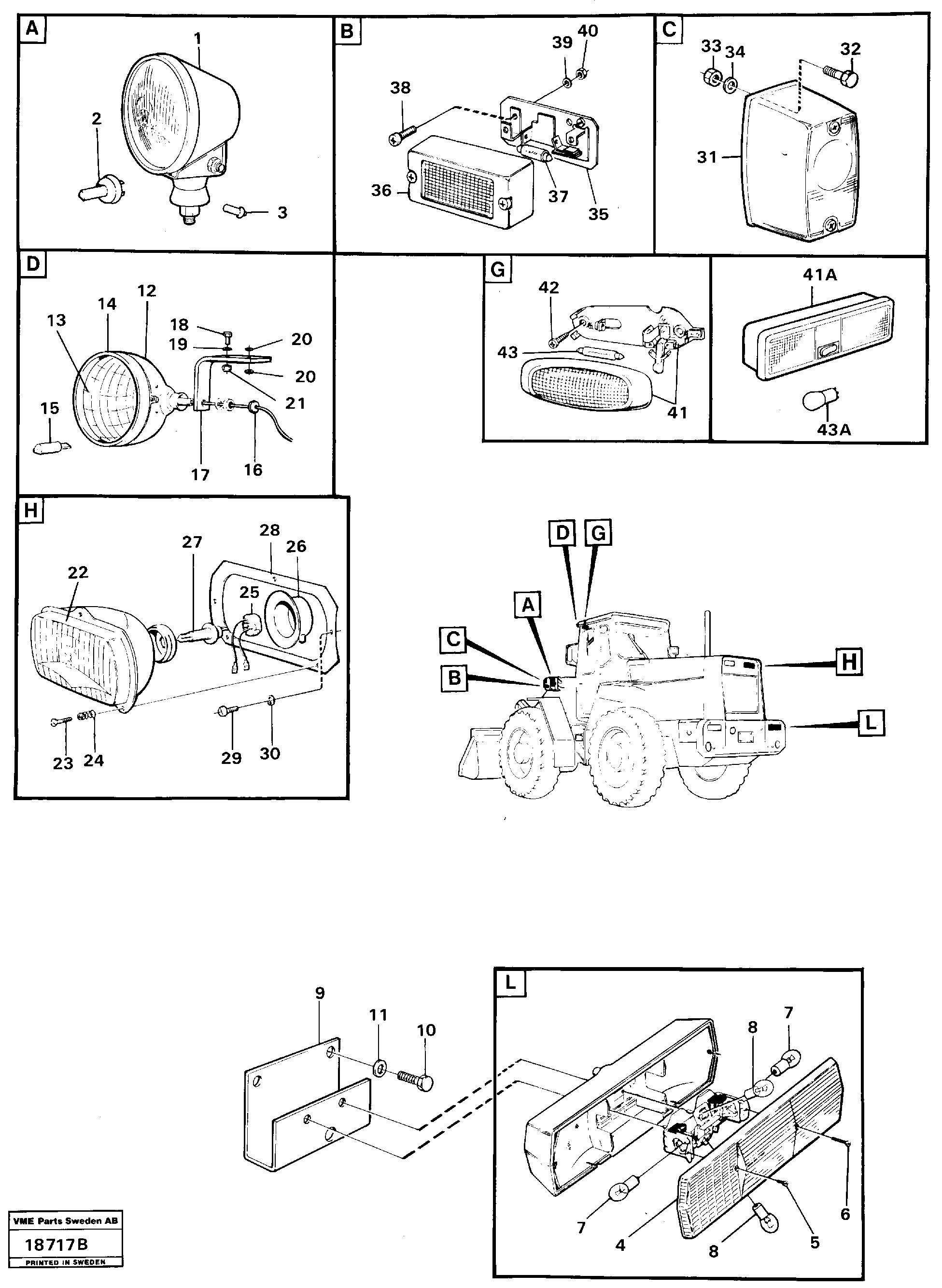 Схема запчастей Volvo L160 - 37127 Lighting L160 VOLVO BM L160
