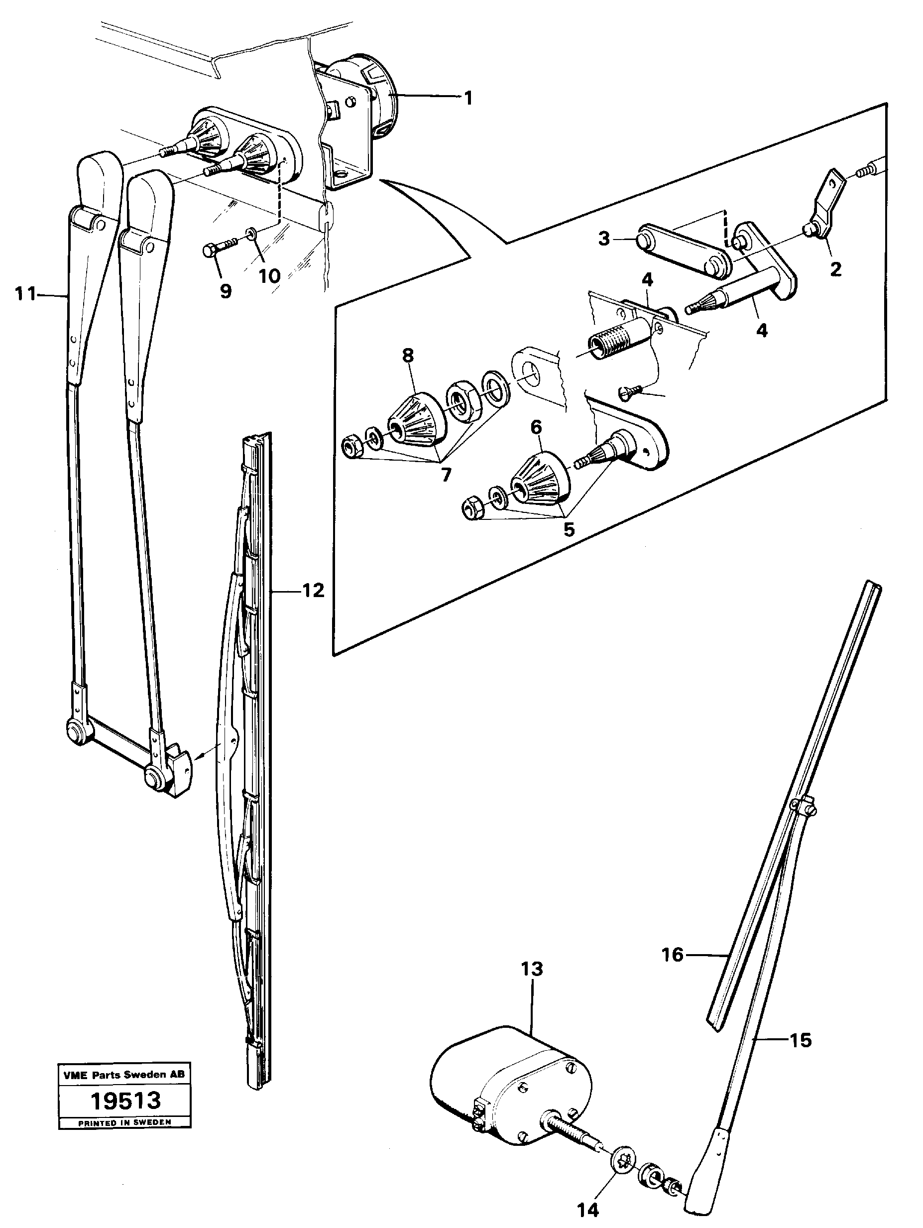 Схема запчастей Volvo L160 - 15629 Стеклоочиститель лобового стекла (ветрового) L160 VOLVO BM L160