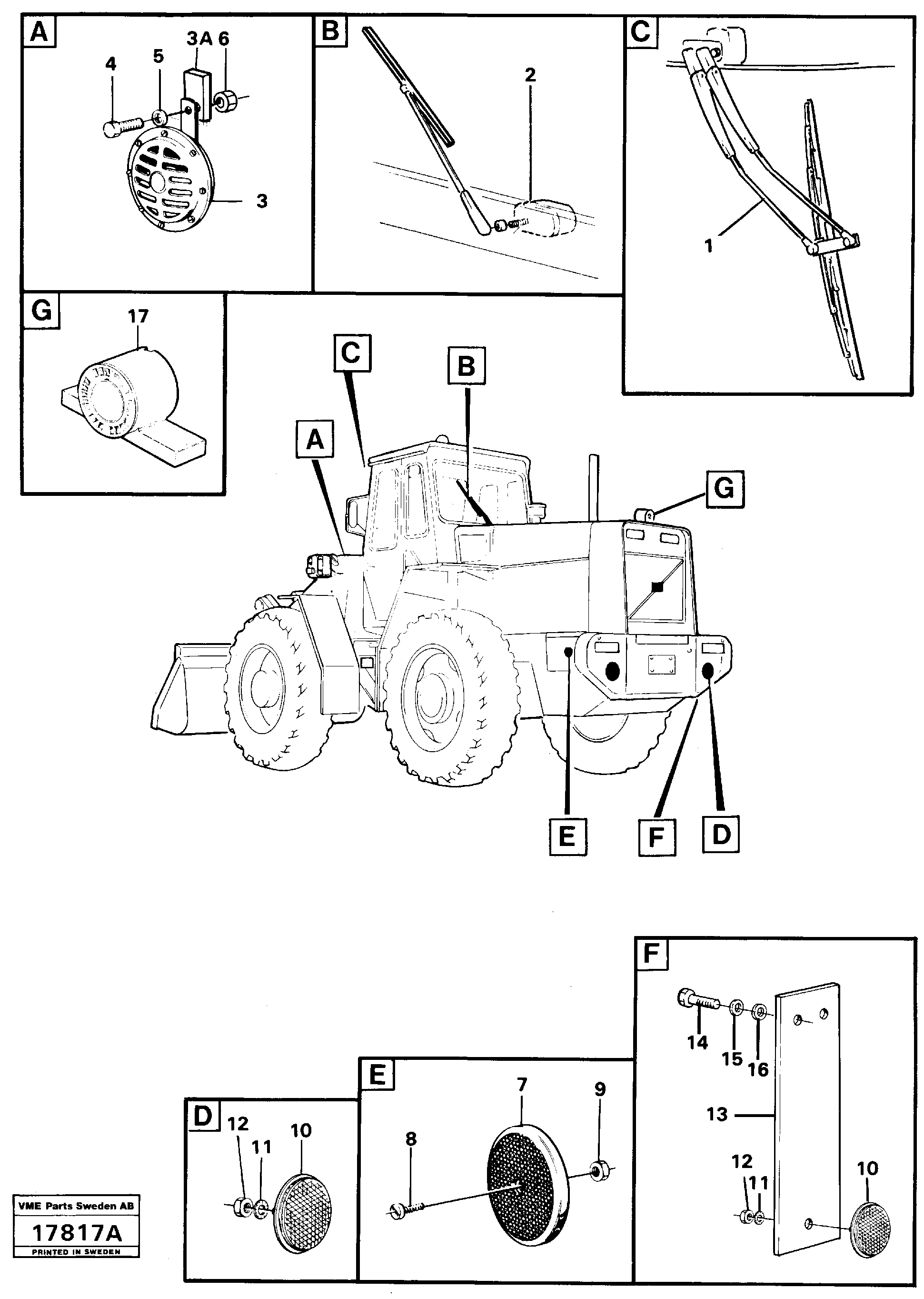 Схема запчастей Volvo L160 - 50501 Windshield wiper. signal horn and reflexes L160 VOLVO BM L160