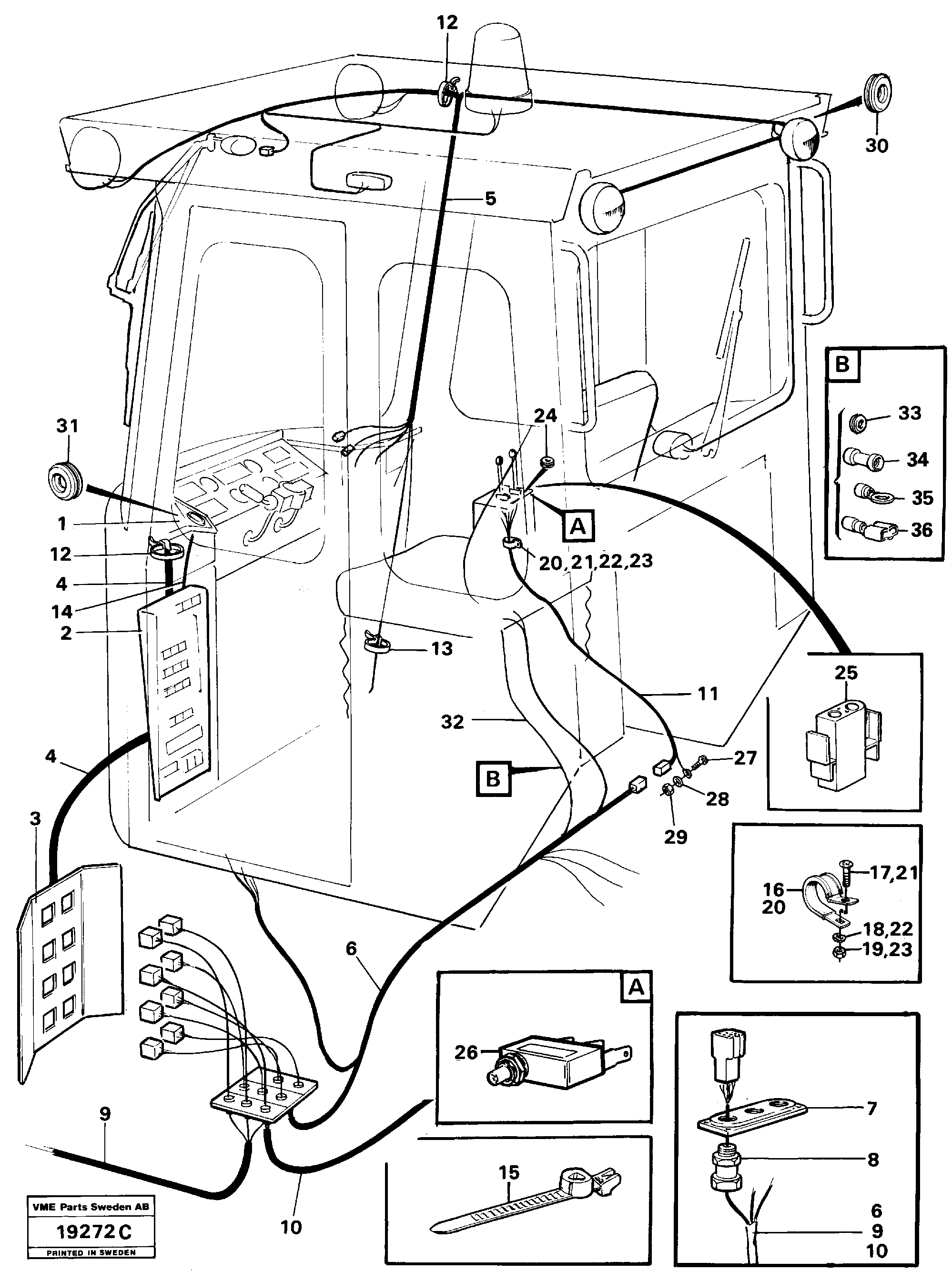 Схема запчастей Volvo L160 - 17736 Electrical system cab L160 VOLVO BM L160