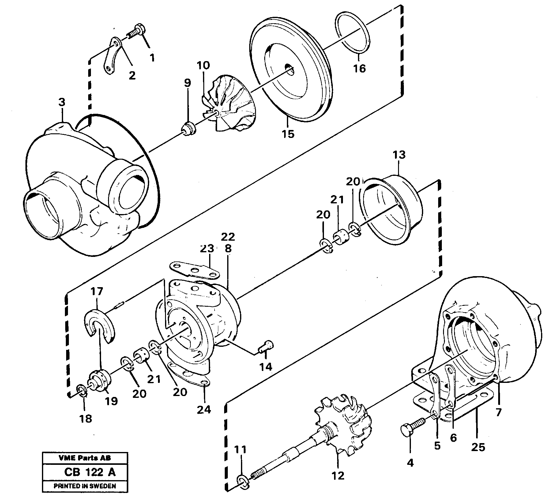 Схема запчастей Volvo EL70 - 25169 Турбокомпрессор (турбина) EL70 VOLVO BM VOLVO BM EL70