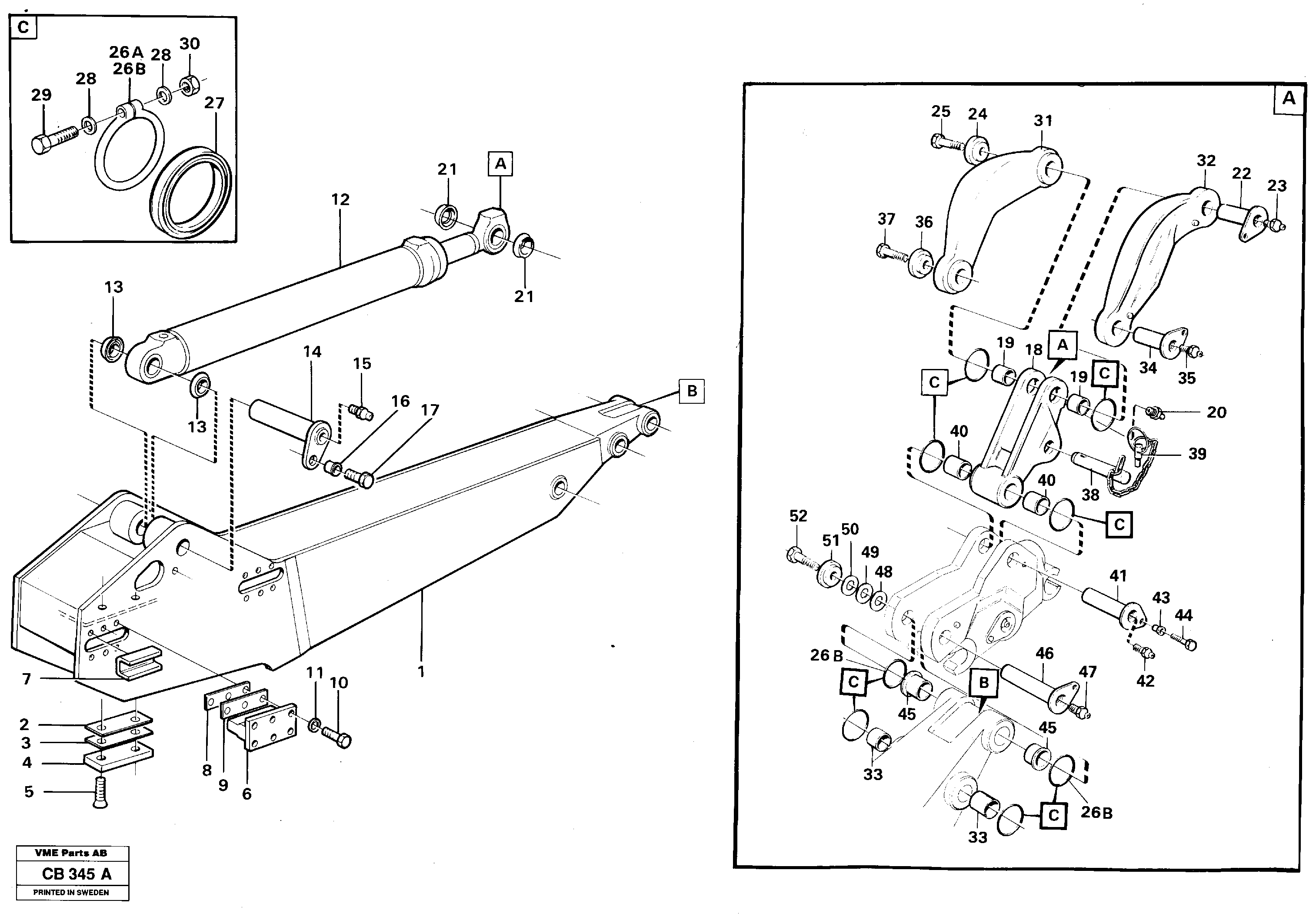 Схема запчастей Volvo EL70 - 37652 Excavator arm, extending external arm EL70 VOLVO BM VOLVO BM EL70