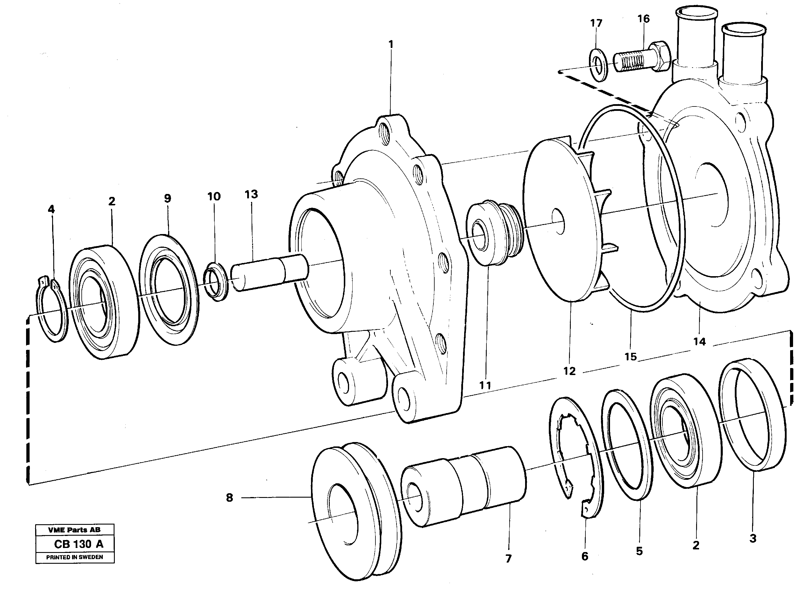Схема запчастей Volvo EL70 - 9817 Водяной насос EL70 VOLVO BM VOLVO BM EL70