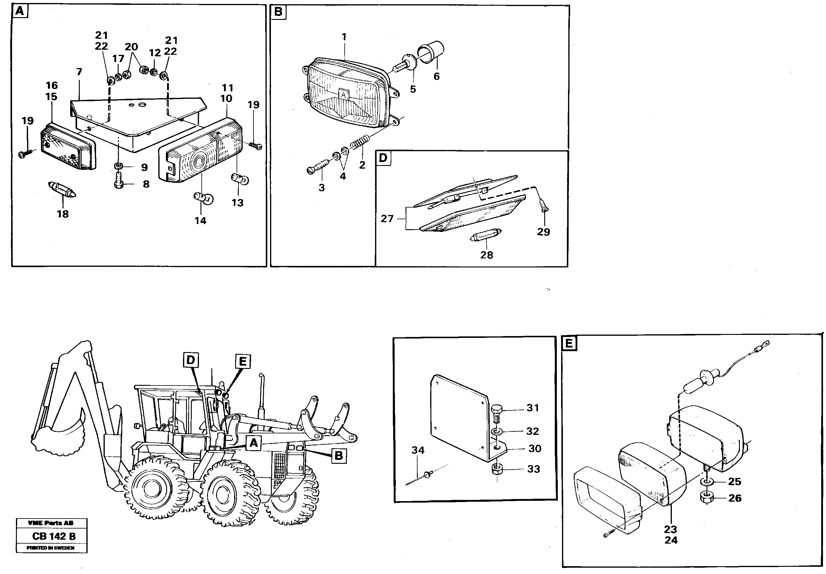 Схема запчастей Volvo EL70 - 25976 Lighting, front EL70 VOLVO BM VOLVO BM EL70