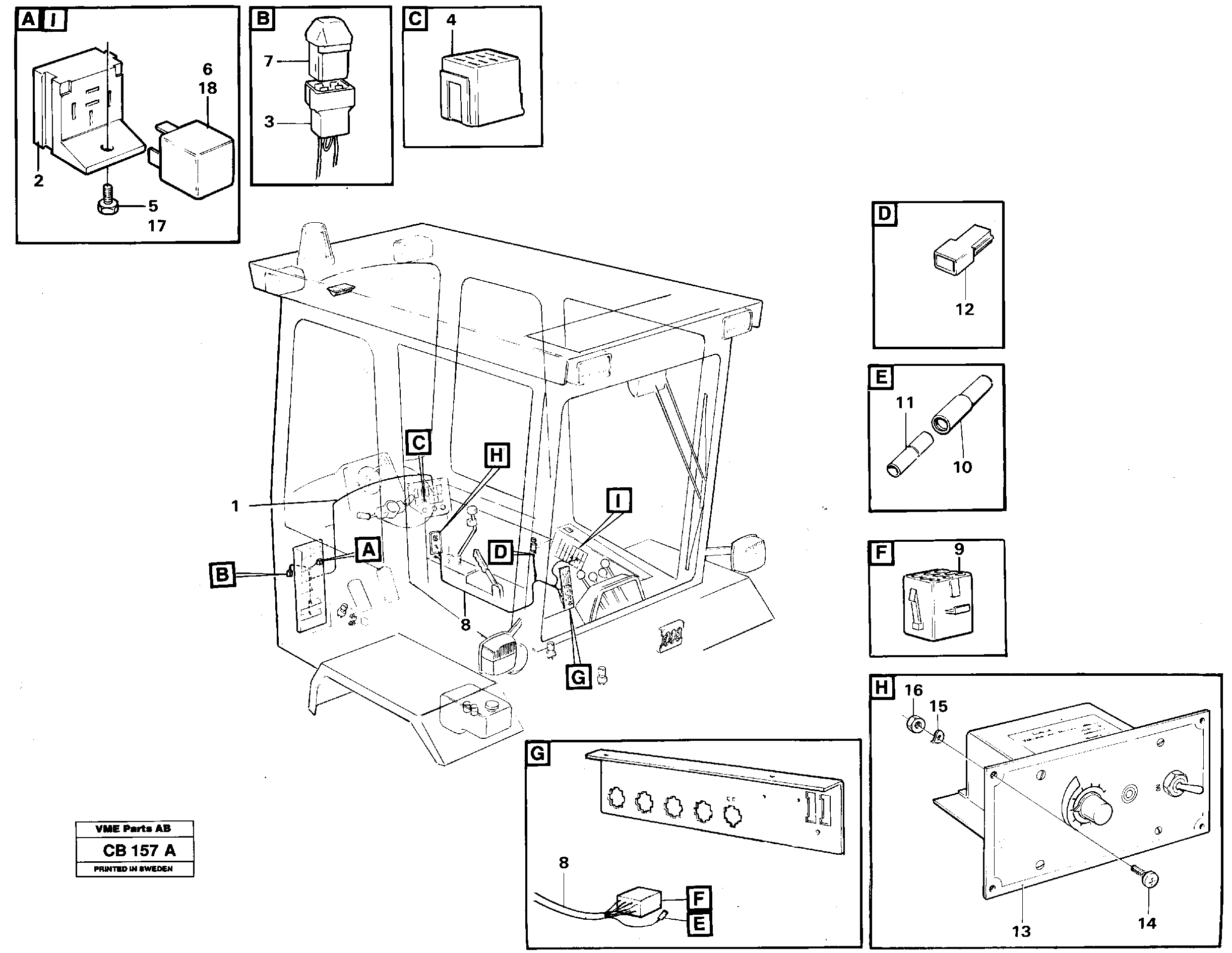 Схема запчастей Volvo EL70 - 2278 Electrical system, cab EL70 VOLVO BM VOLVO BM EL70