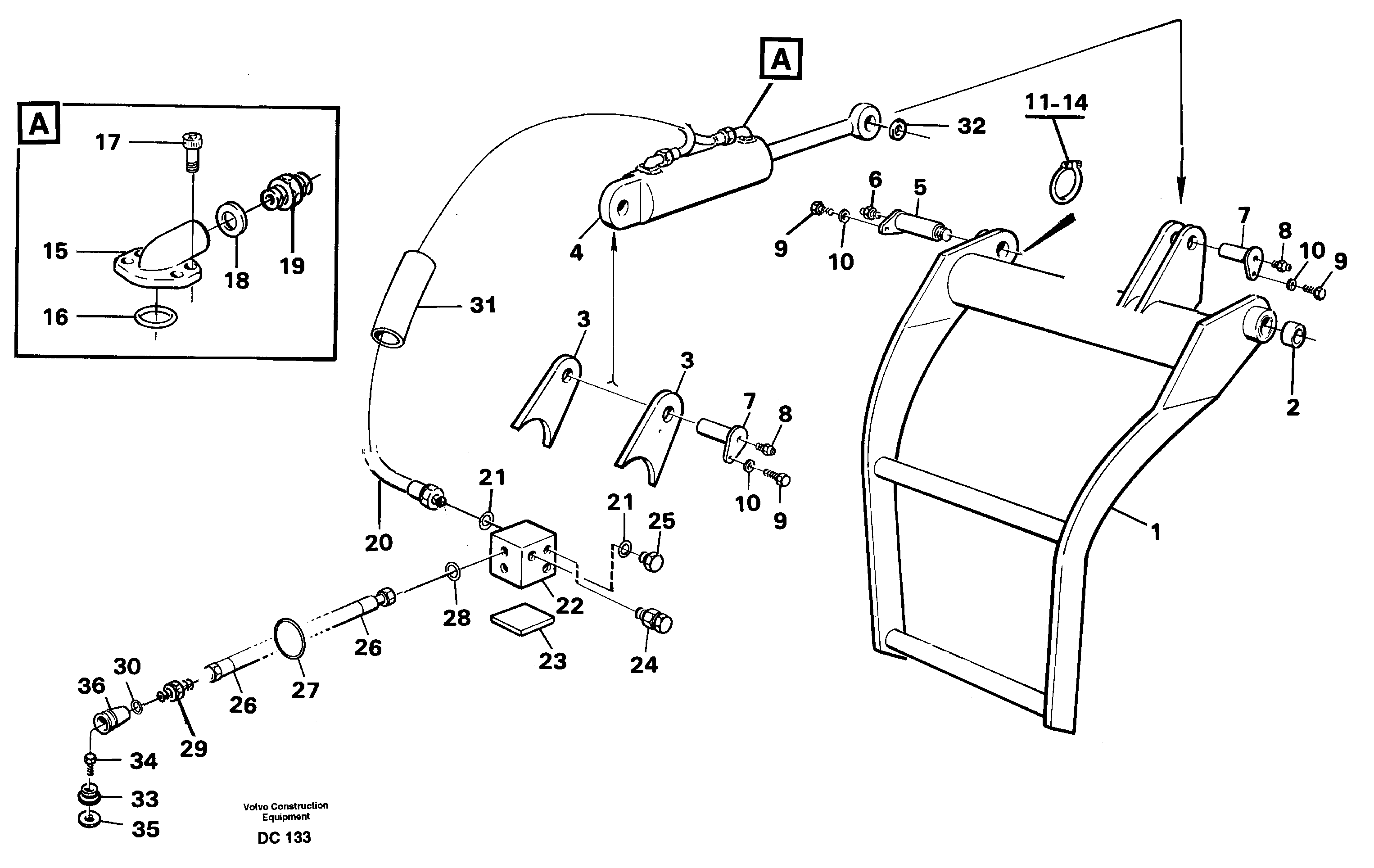 Схема запчастей Volvo EL70 - 37724 Holder-on ATTACHMENTS ATTACHMENTS WHEEL LOADERS GEN. - C