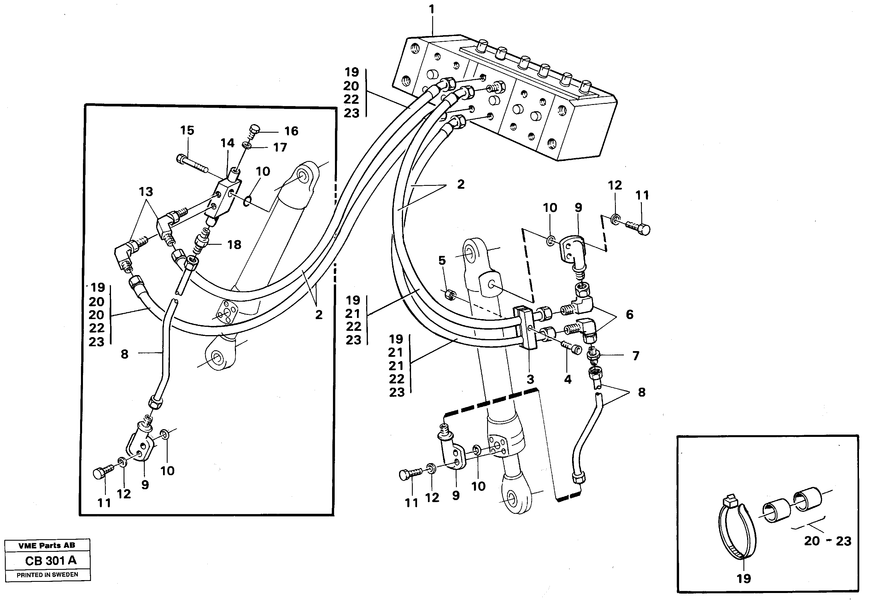 Схема запчастей Volvo EL70 - 52758 Hydraulic system, stabiliser legs EL70 VOLVO BM VOLVO BM EL70