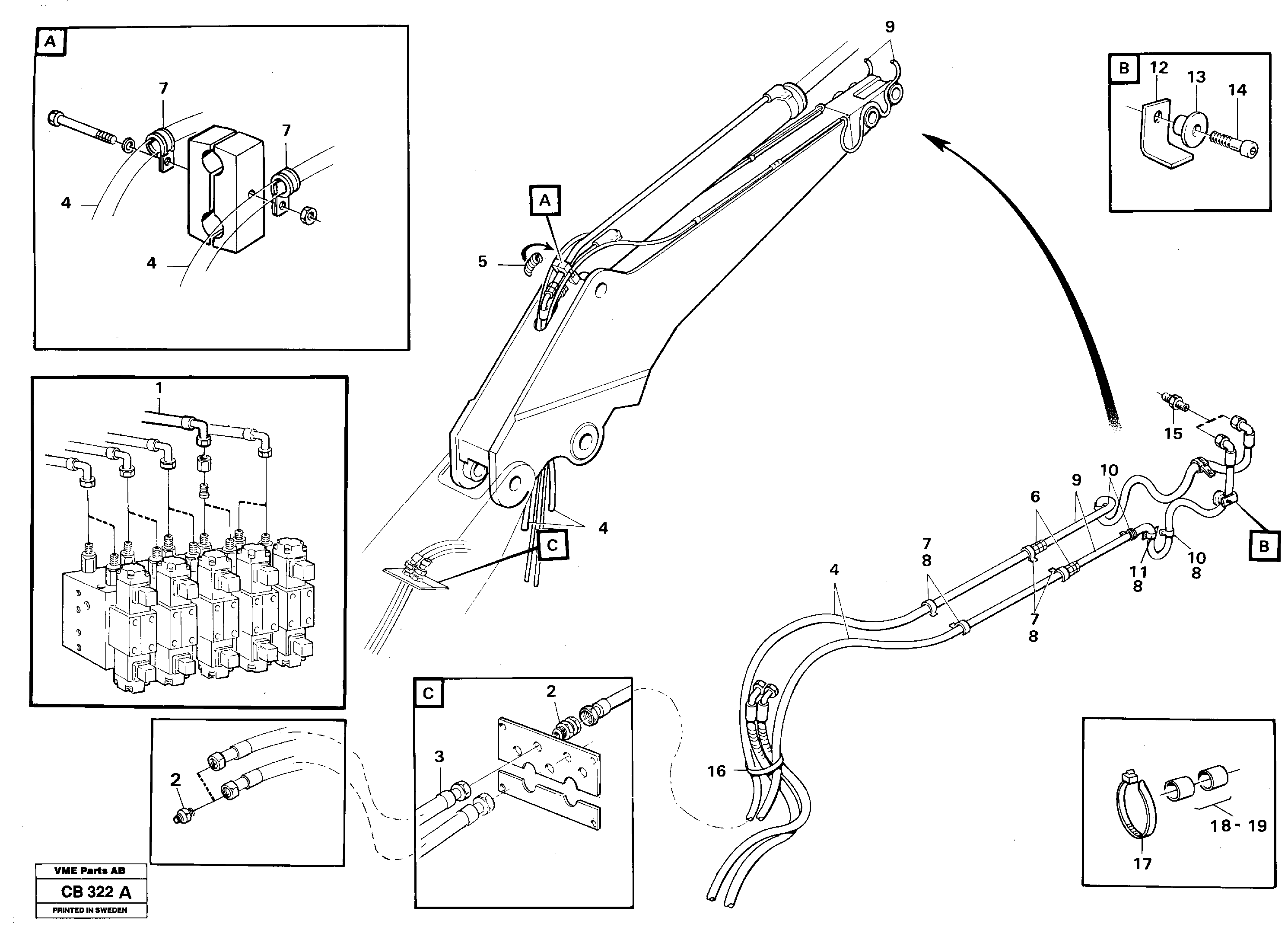 Схема запчастей Volvo EL70 - 27878 Hydraulic system for tool bar EL70 VOLVO BM VOLVO BM EL70