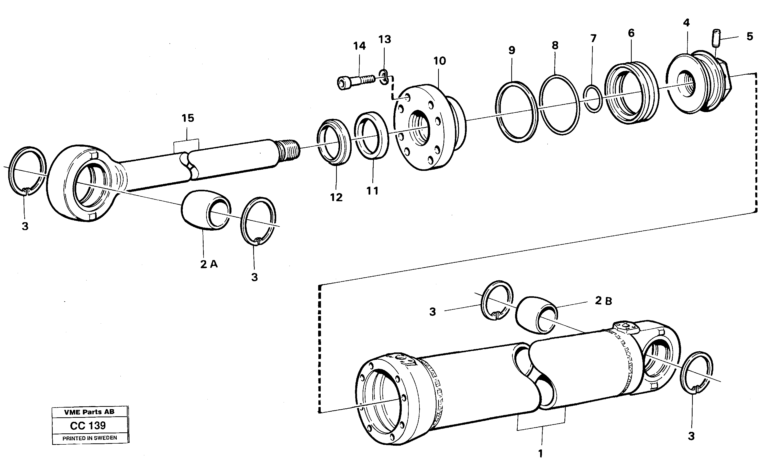 Схема запчастей Volvo EL70C - 49401 Hydraulic cylinder, oscillating link EL70C VOLVO BM VOLVO BM EL70C