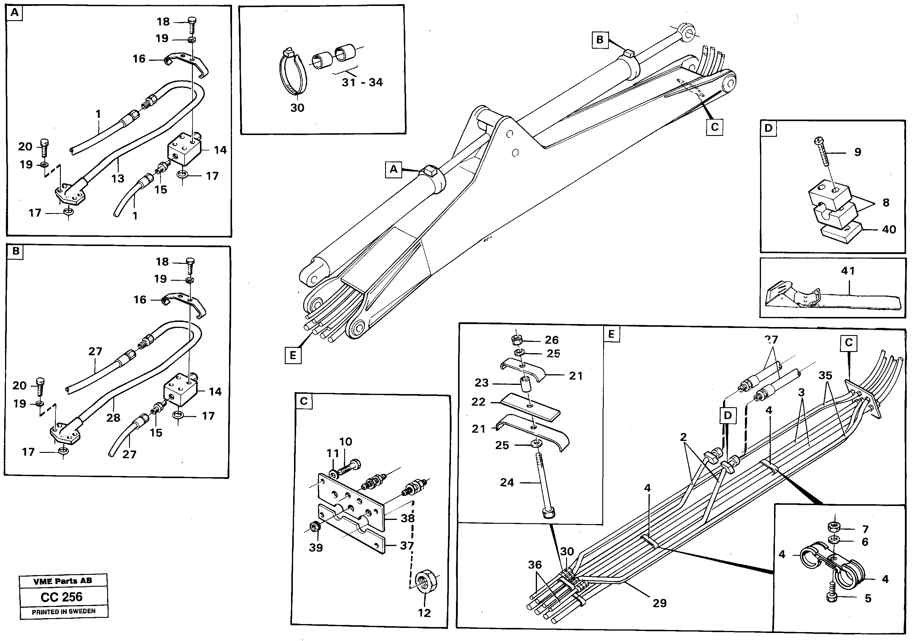Схема запчастей Volvo EL70C - 35848 Hydraulic system, excavator beam EL70C VOLVO BM VOLVO BM EL70C