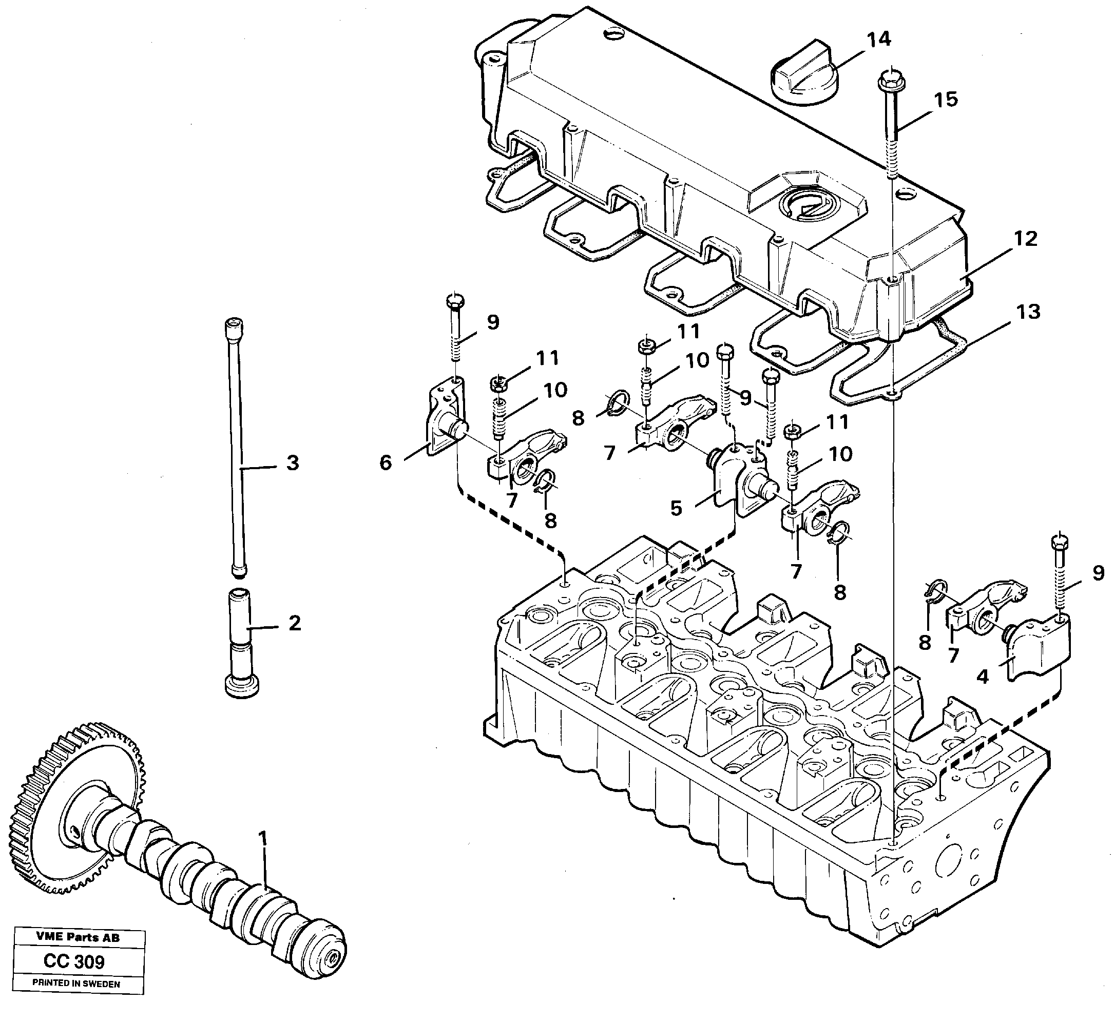 Схема запчастей Volvo EL70C - 7604 Valve mechanism EL70C VOLVO BM VOLVO BM EL70C