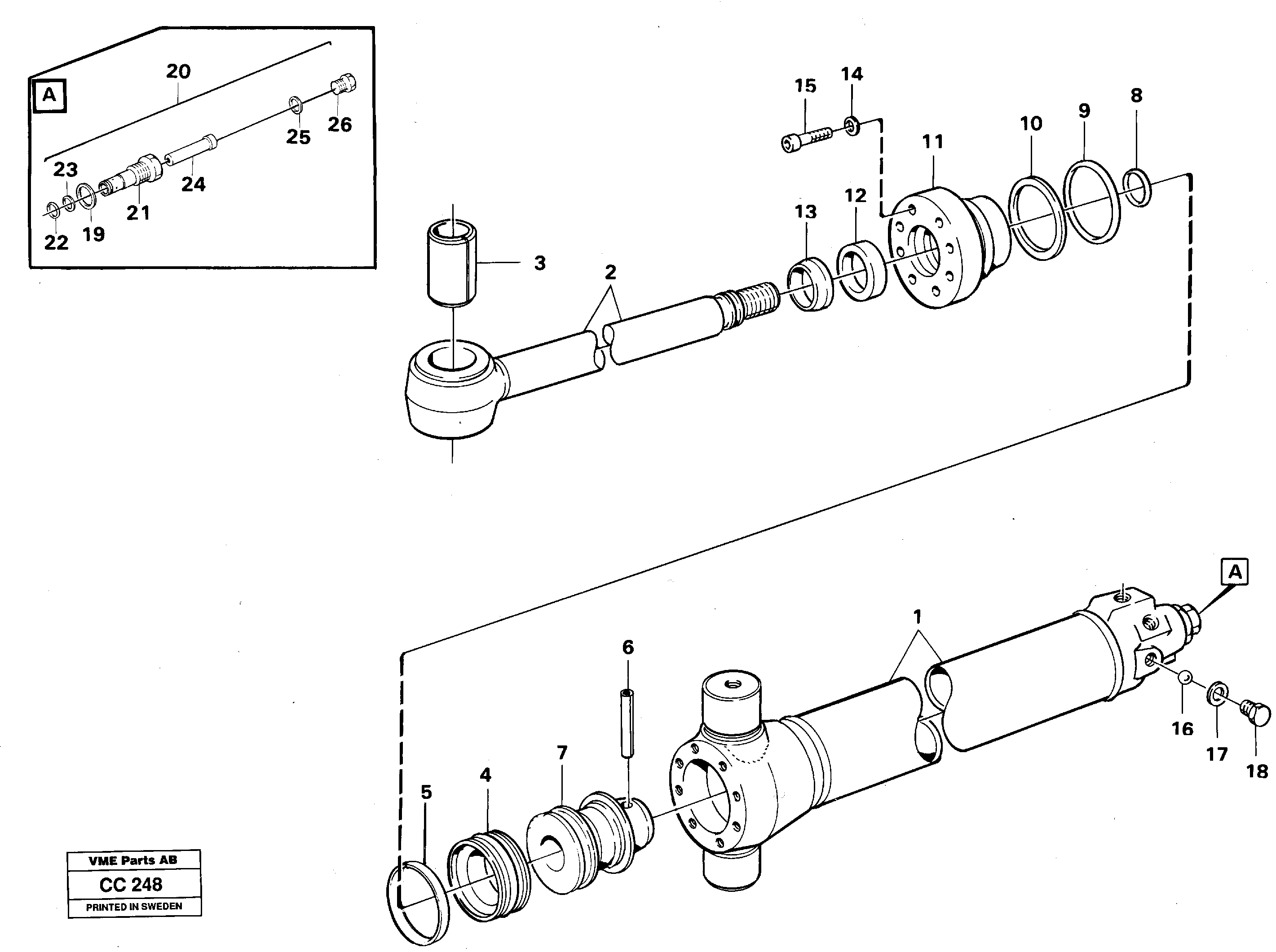 Схема запчастей Volvo EL70C - 21373 Hydraulic cylinder slewing post EL70C VOLVO BM VOLVO BM EL70C