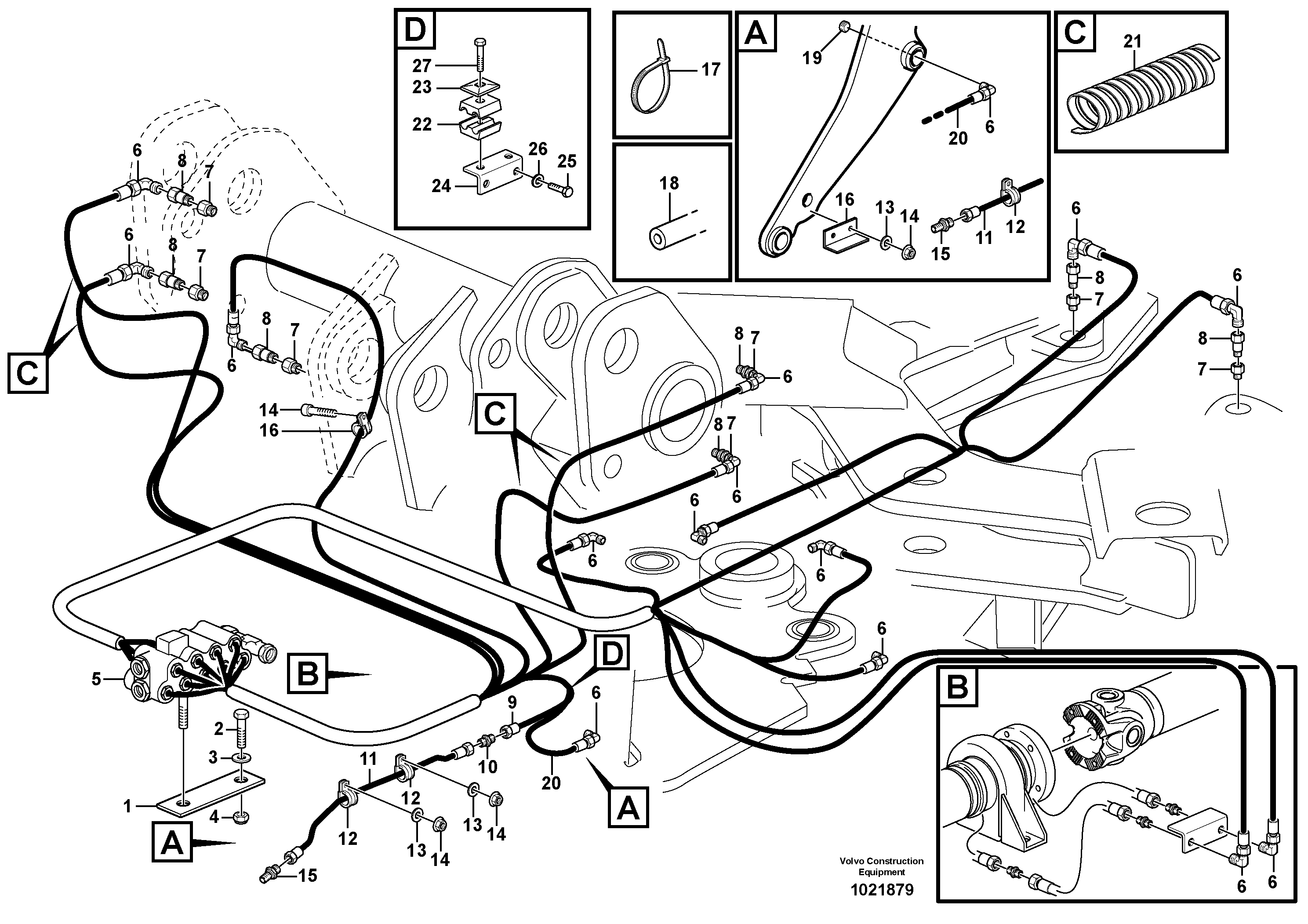 Схема запчастей Volvo L70E - 80078 Central lubrication with fitting parts. B1 L70E