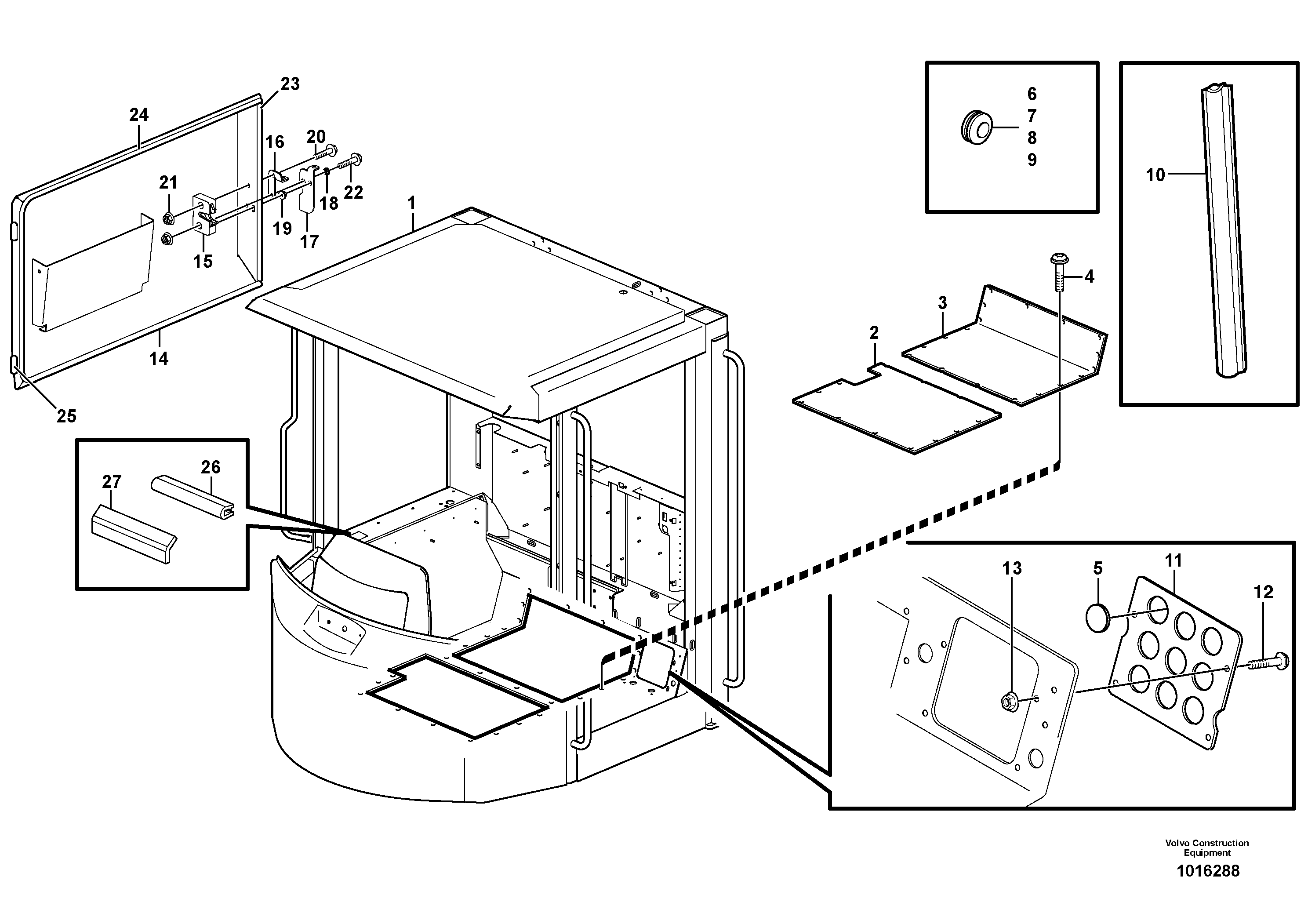 Схема запчастей Volvo L70E - 30280 Cab body: roof and floor panel L70E