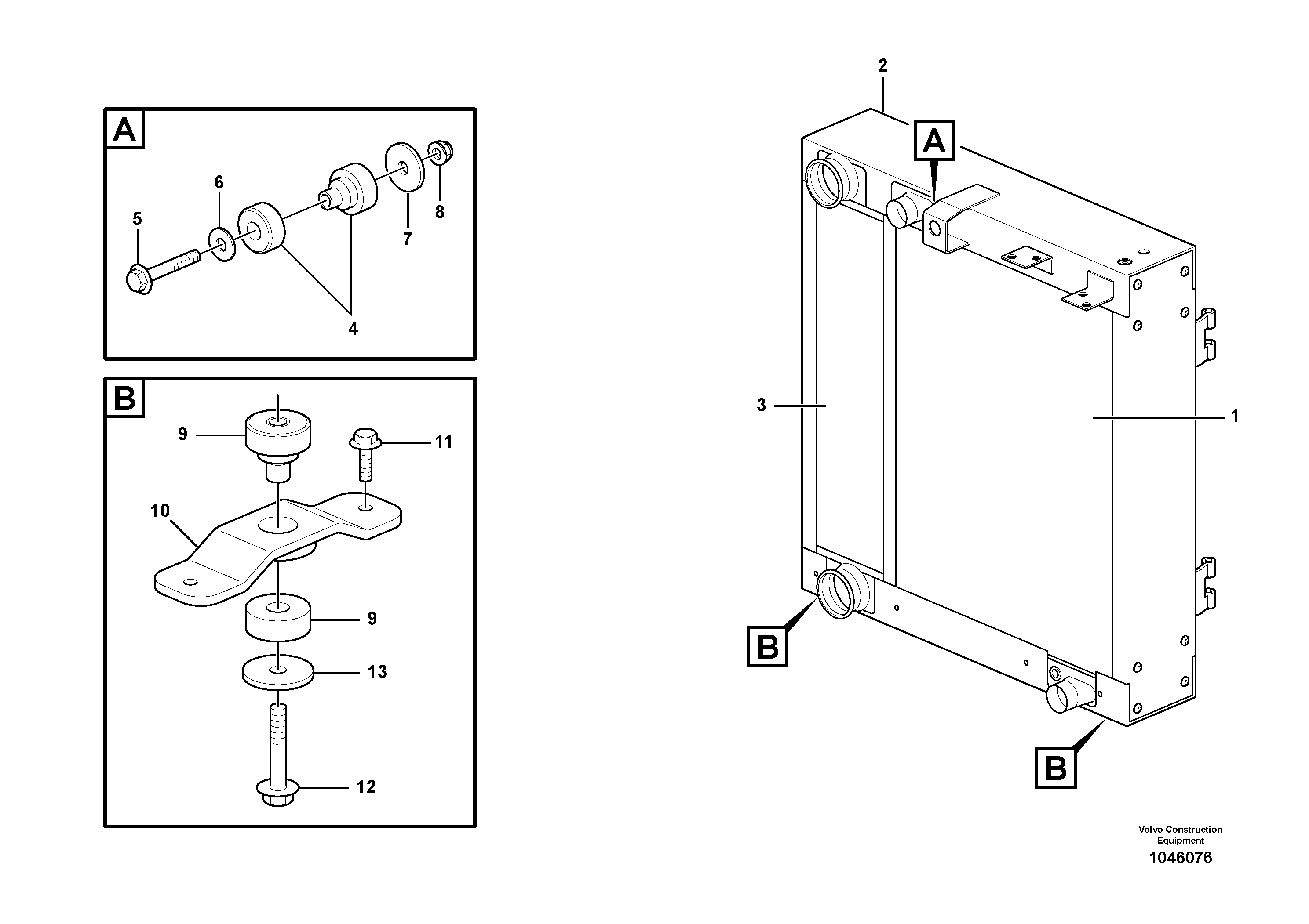 Схема запчастей Volvo L70E - 29625 Radiator with fitting parts L70E