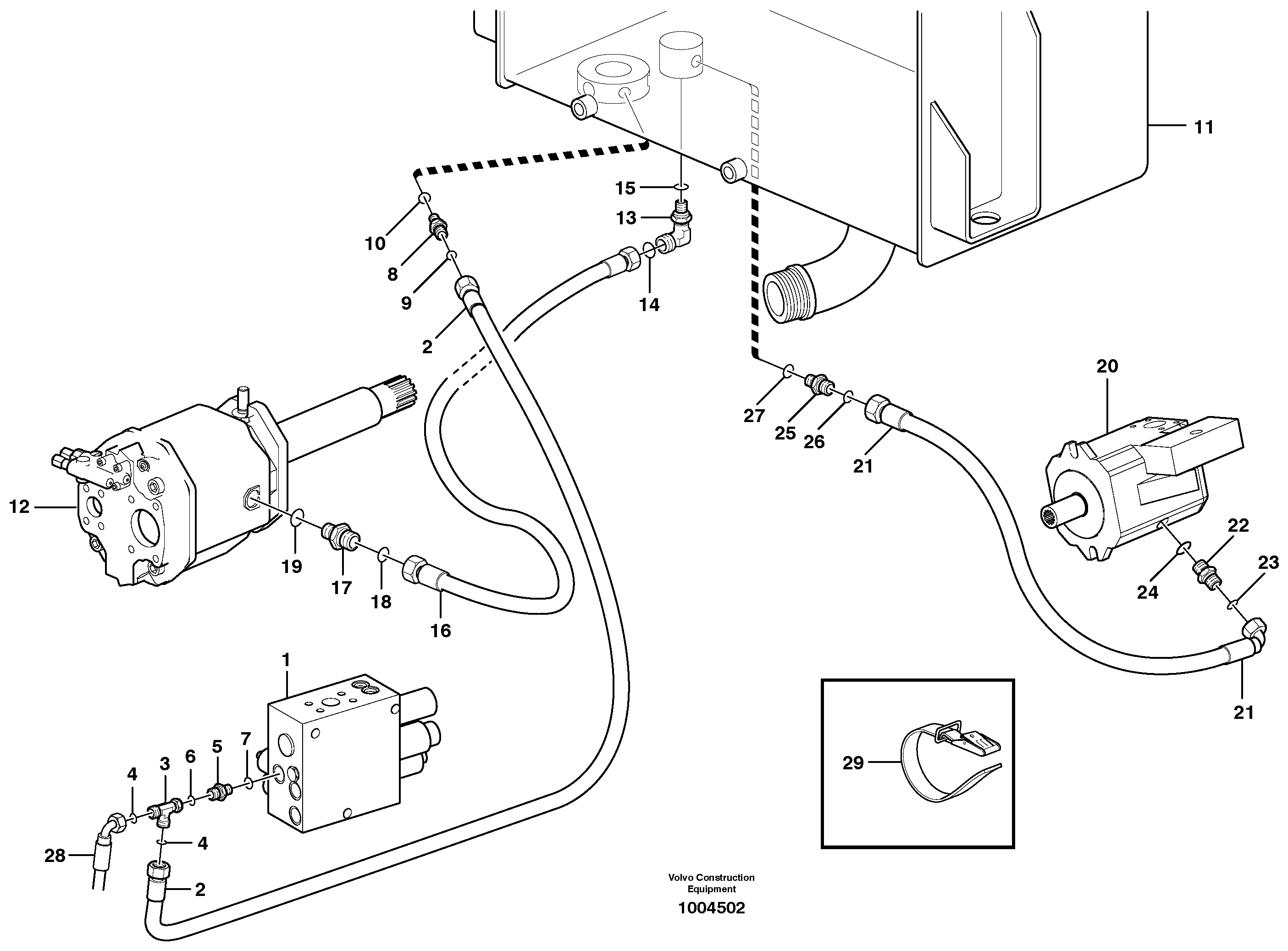 Схема запчастей Volvo L70E - 32508 Hydraulic system, return line L70E