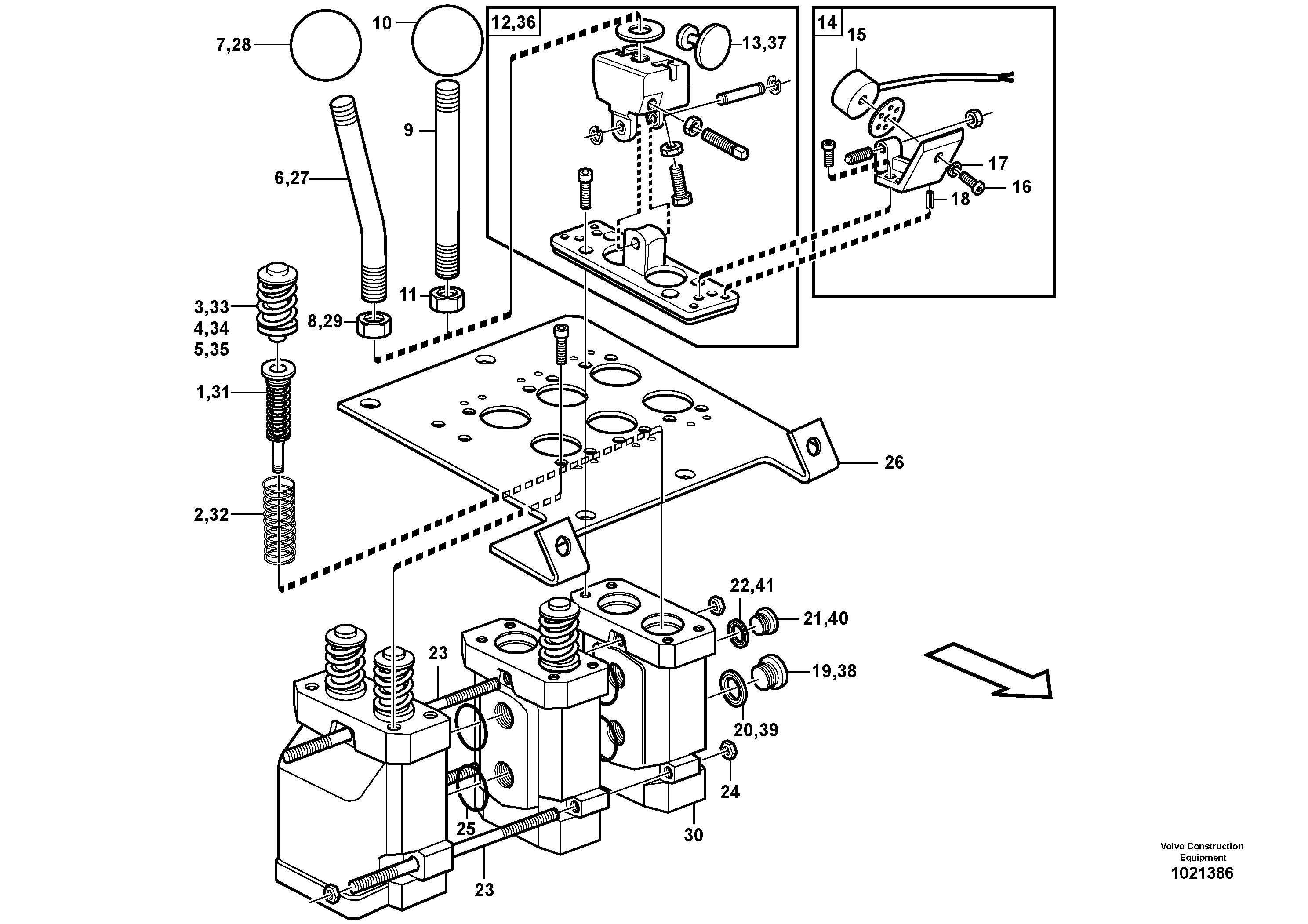 Схема запчастей Volvo L70E - 100474 Servo valve L70E