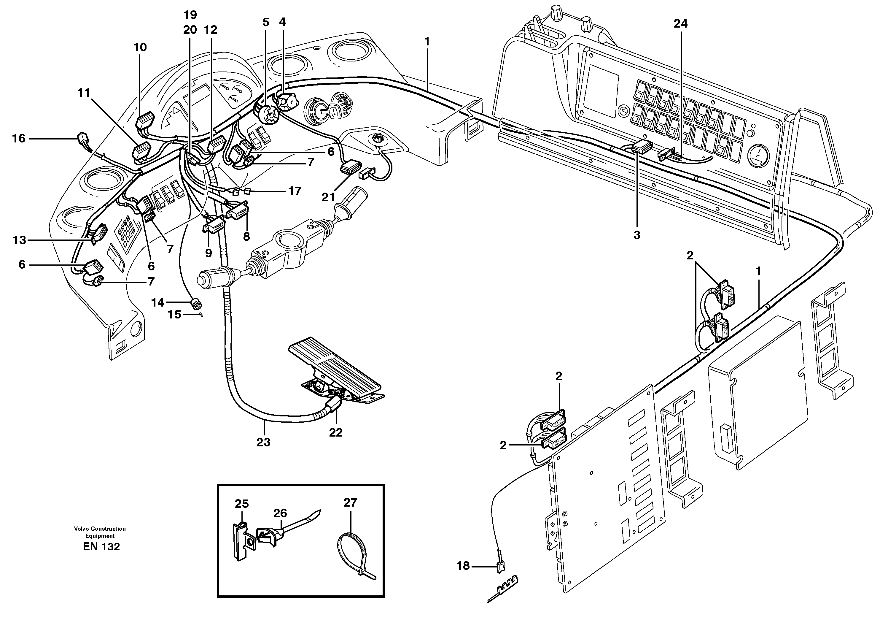 Схема запчастей Volvo L90E - 16081 Cable harnesses, instrument panel L90E