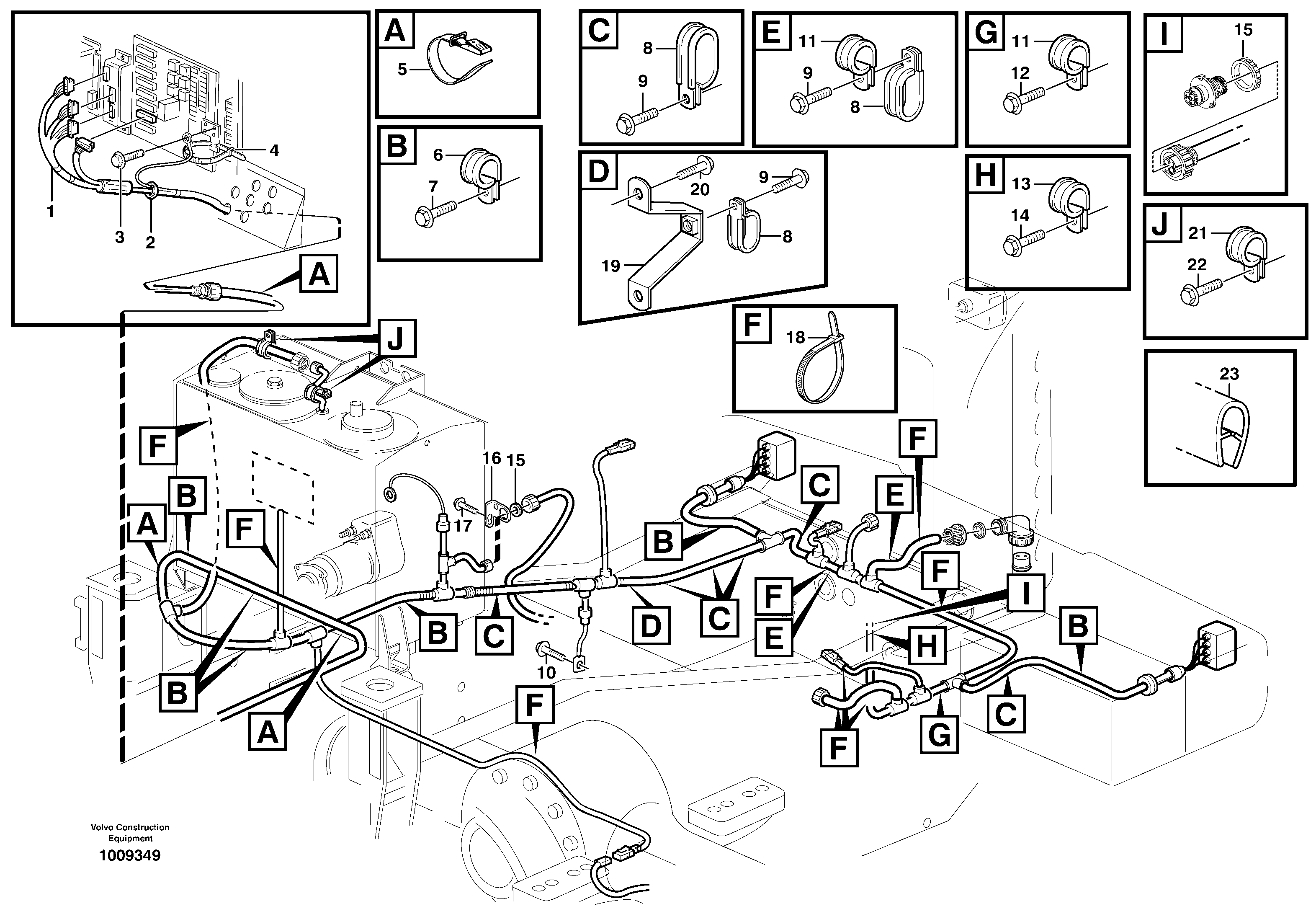 Схема запчастей Volvo L90E - 4821 Rear cable harness with assembly parts L90E