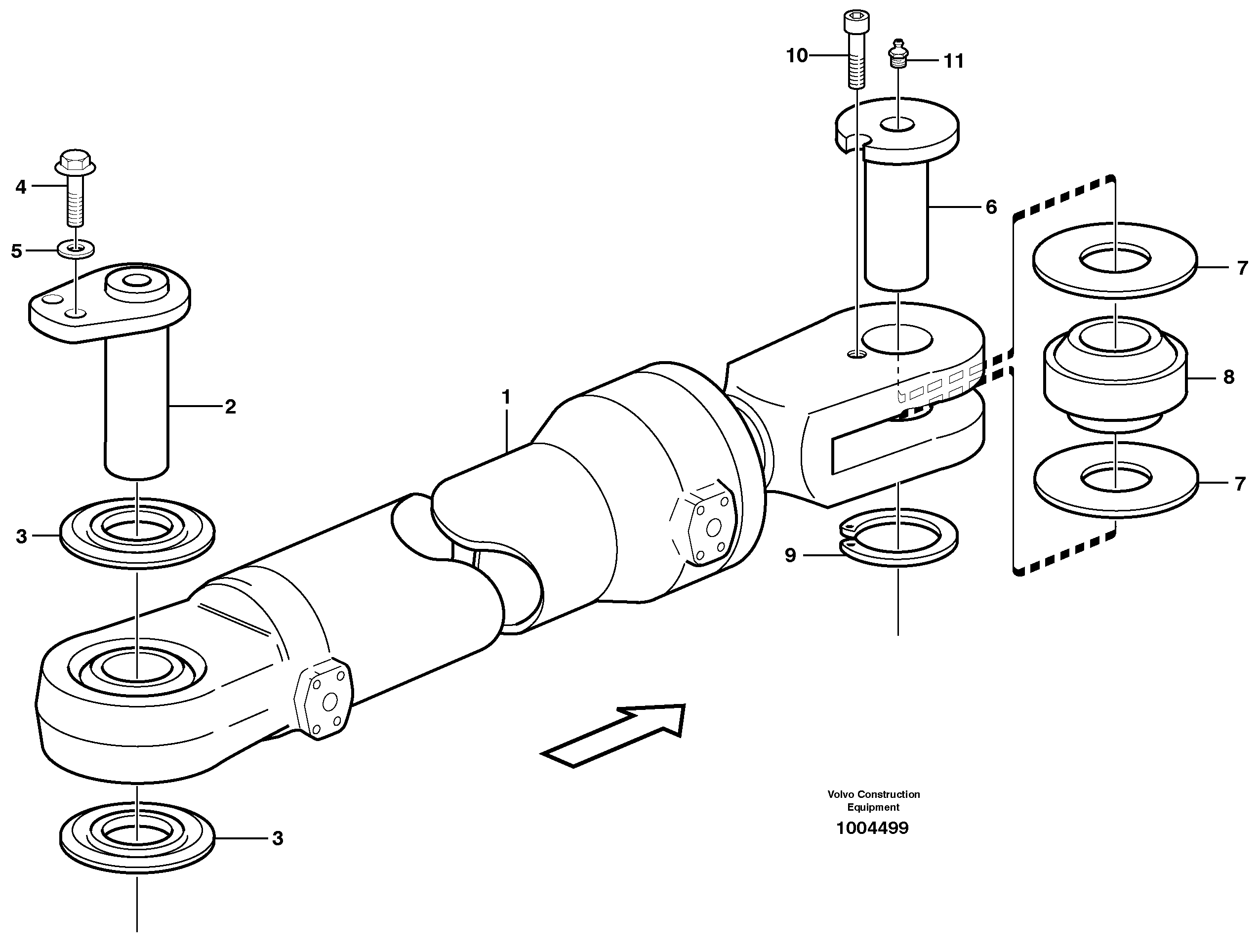 Схема запчастей Volvo L110E - 45923 Hydraulic cylinder with fitting parts L110E S/N 1002 - 2165 SWE, 60001- USA,70201-70257BRA