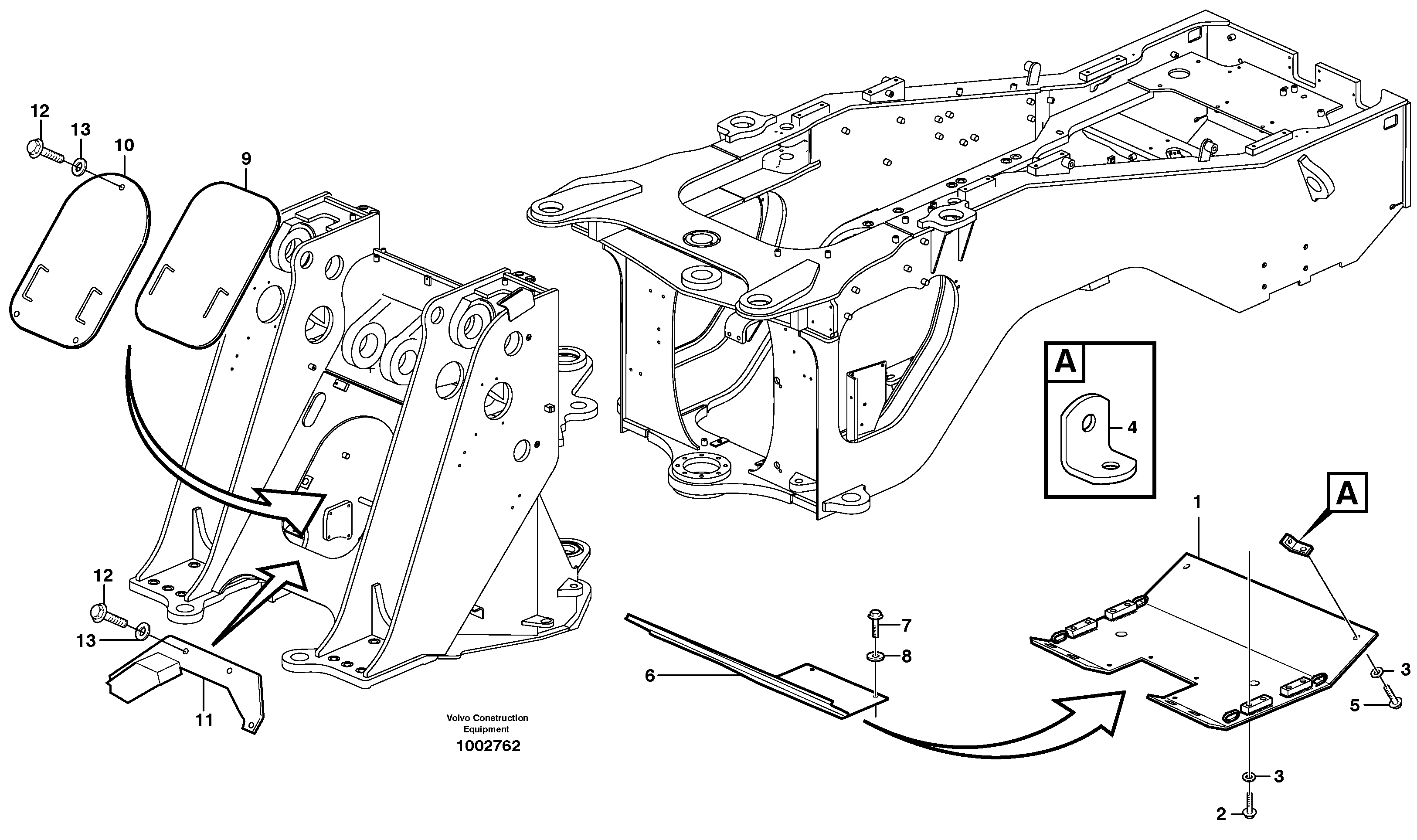 Схема запчастей Volvo L110E - 45164 Protecting plates L110E S/N 1002 - 2165 SWE, 60001- USA,70201-70257BRA