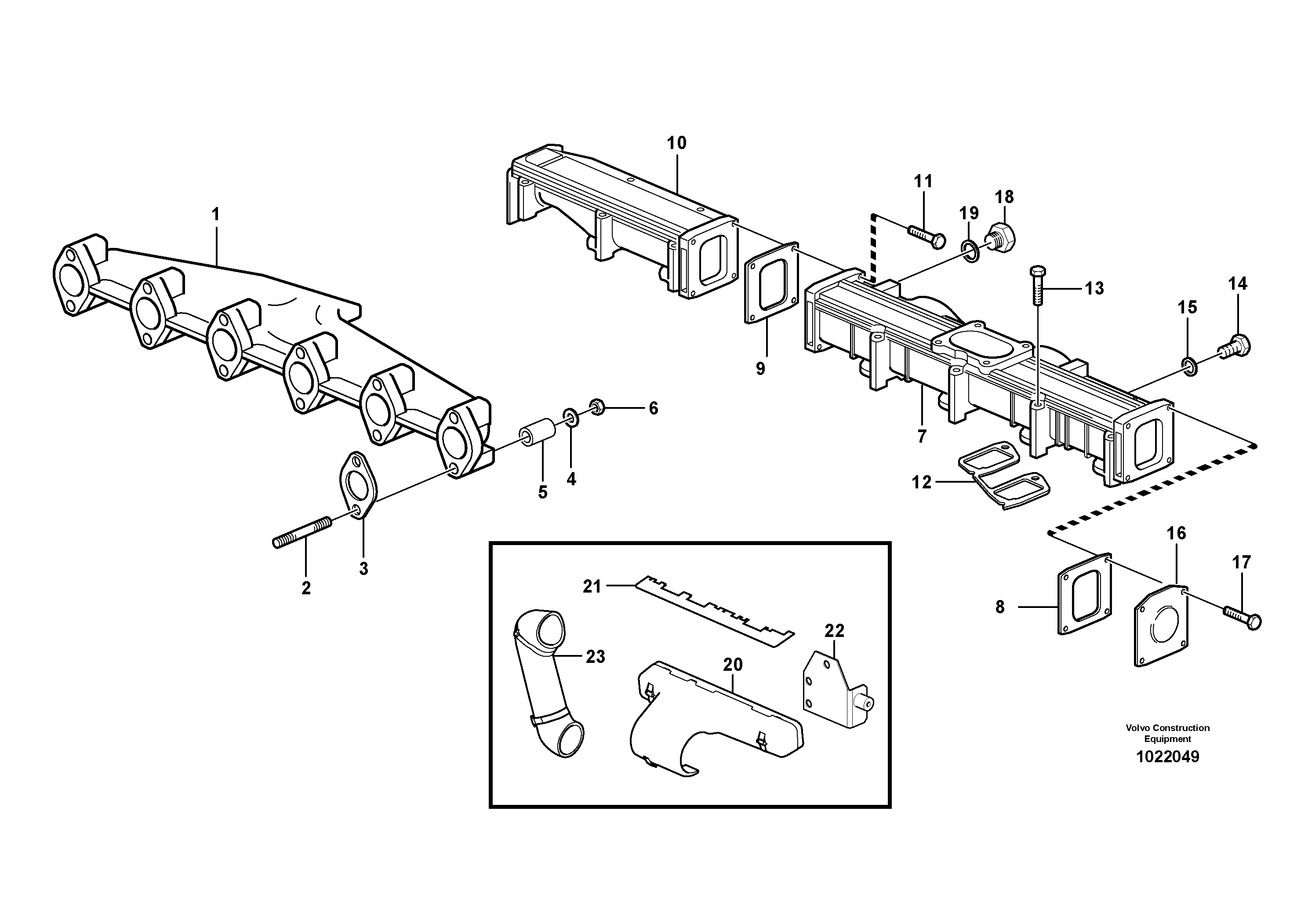 Схема запчастей Volvo L110E - 98906 Inlet manifold and exhaust manifold L110E S/N 1002 - 2165 SWE, 60001- USA,70201-70257BRA