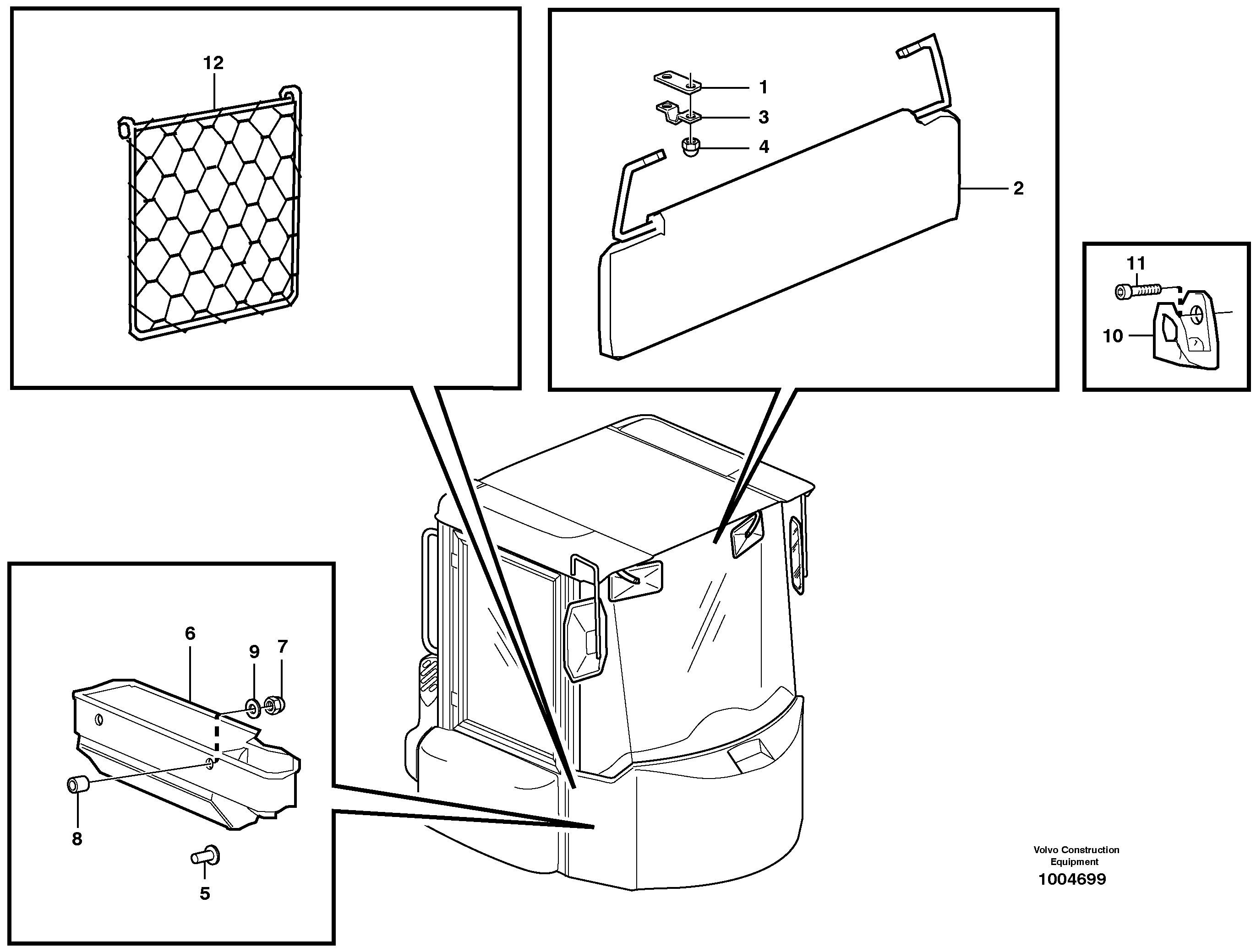 Схема запчастей Volvo L110E - 41015 Interior components L110E S/N 1002 - 2165 SWE, 60001- USA,70201-70257BRA