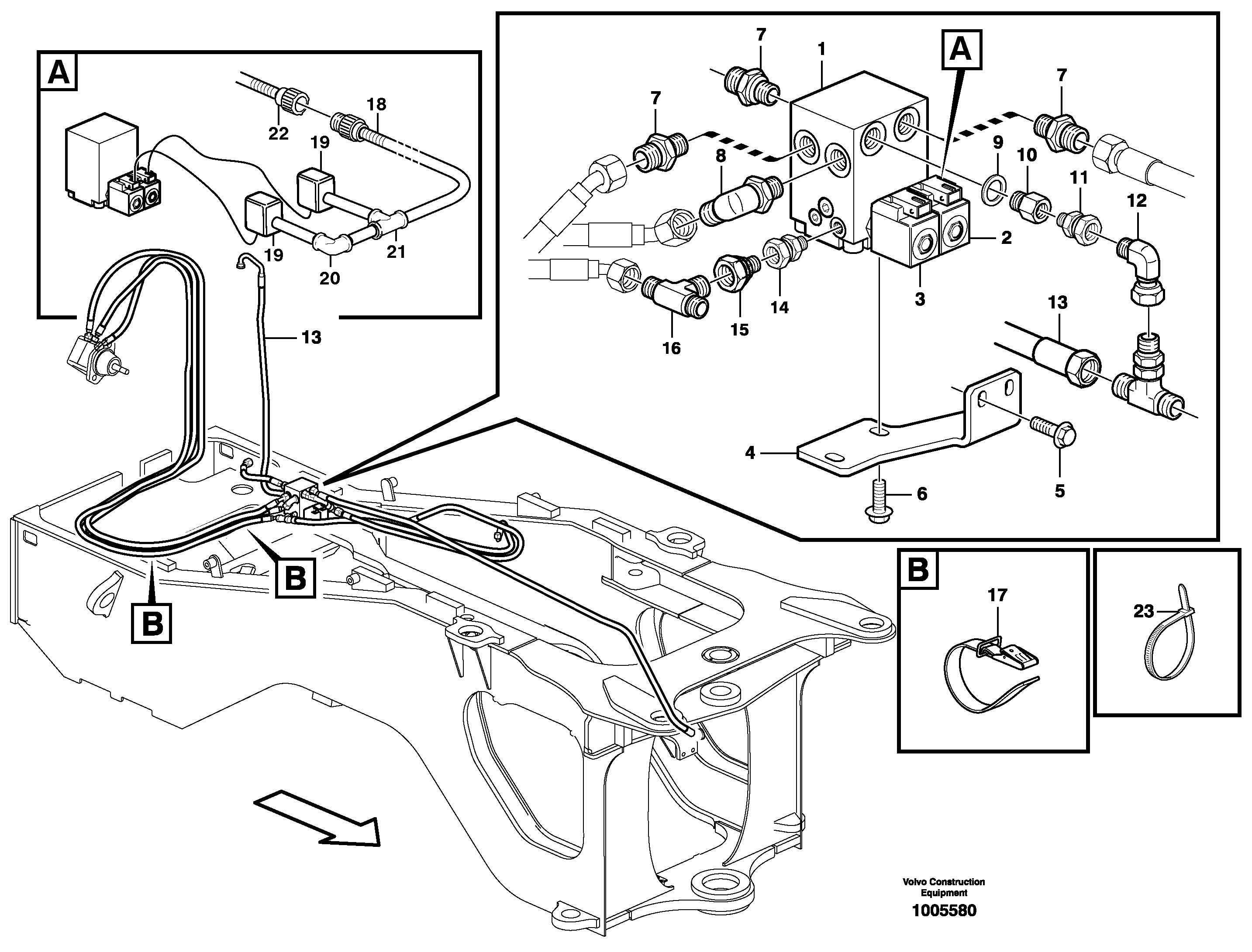 Схема запчастей Volvo L110E - 18524 Hoses to fan drive L110E S/N 1002 - 2165 SWE, 60001- USA,70201-70257BRA