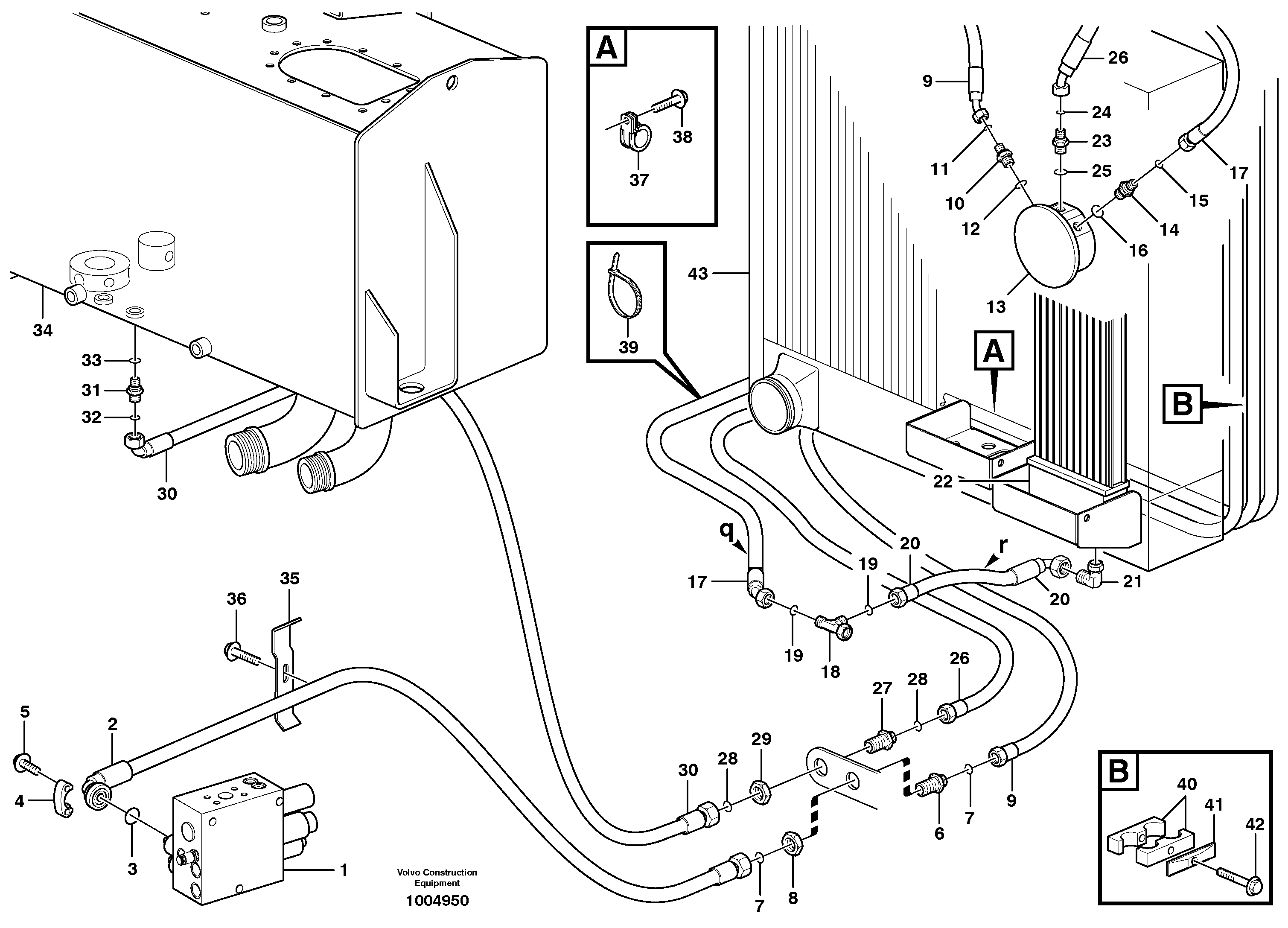 Схема запчастей Volvo L110E - 37710 Hoses to fan drive L110E S/N 1002 - 2165 SWE, 60001- USA,70201-70257BRA