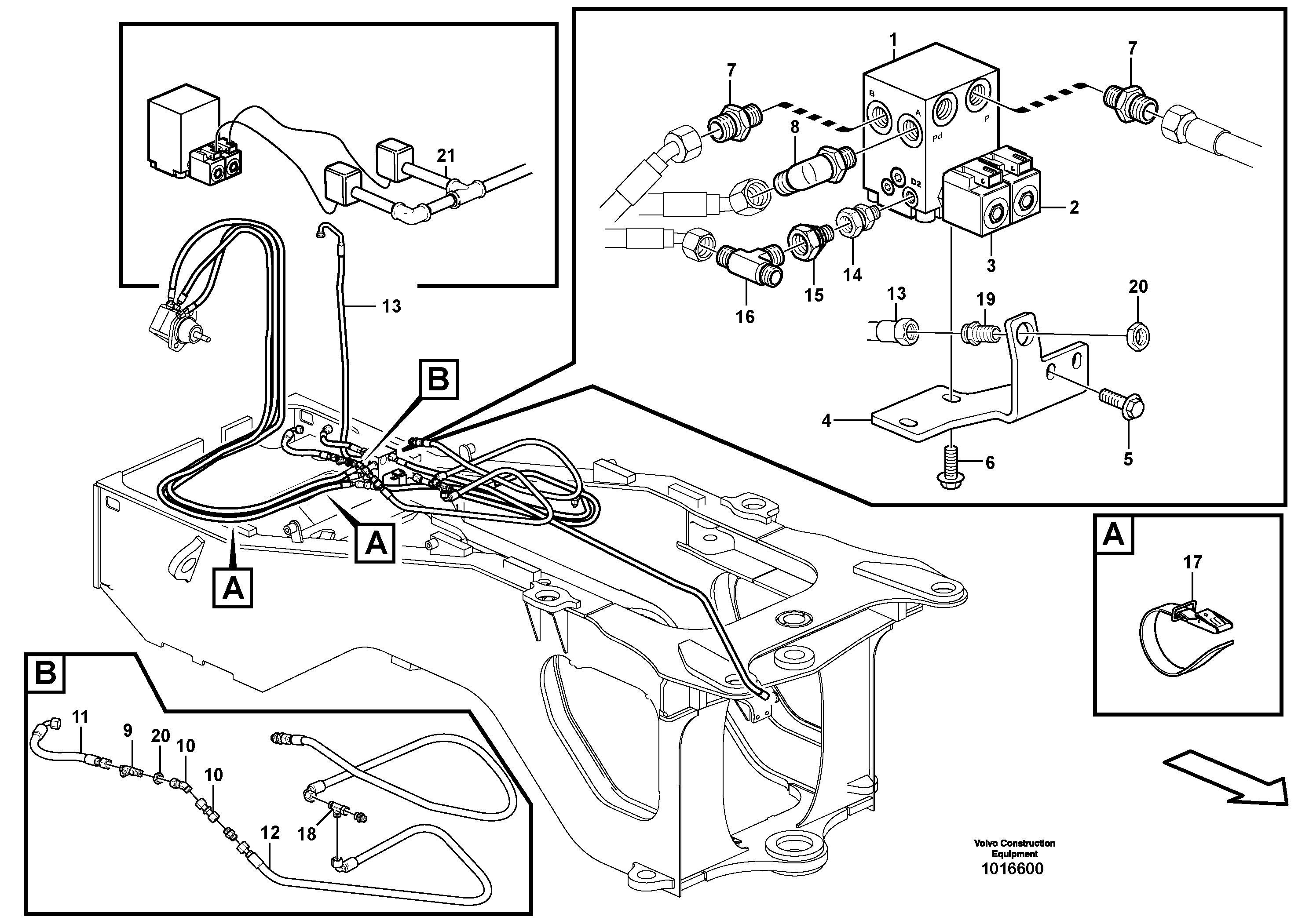 Схема запчастей Volvo L110E - 37713 Hoses to fan drive L110E S/N 1002 - 2165 SWE, 60001- USA,70201-70257BRA