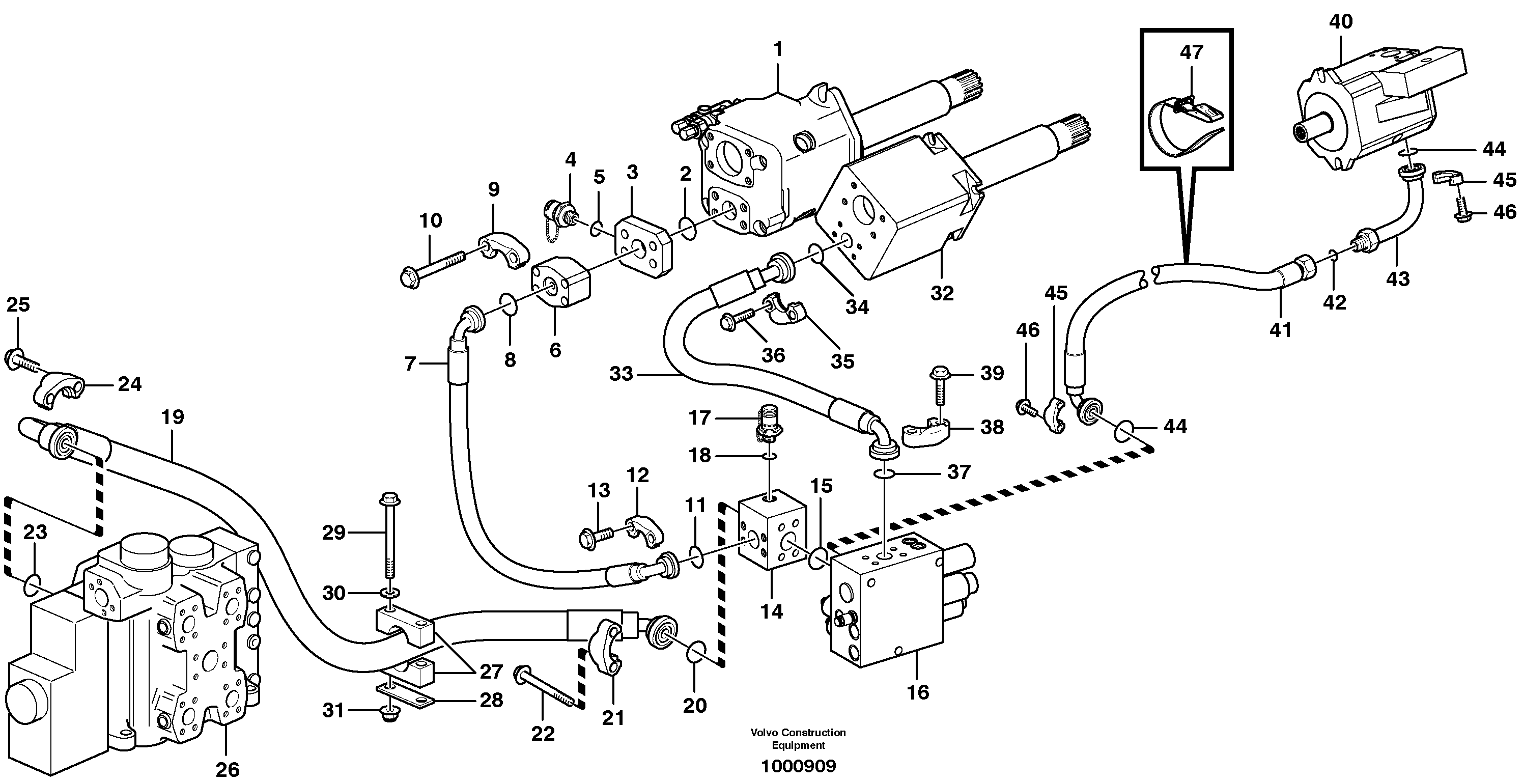 Схема запчастей Volvo L110E - 52500 Hydraulic system, feed line L110E S/N 1002 - 2165 SWE, 60001- USA,70201-70257BRA
