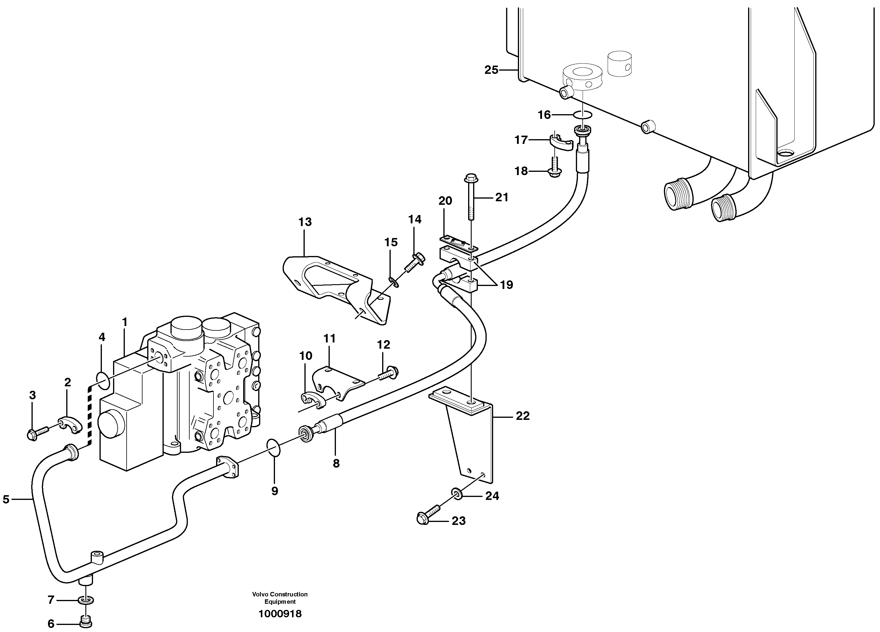 Схема запчастей Volvo L110E - 86264 Hydraulic system, return line L110E S/N 1002 - 2165 SWE, 60001- USA,70201-70257BRA