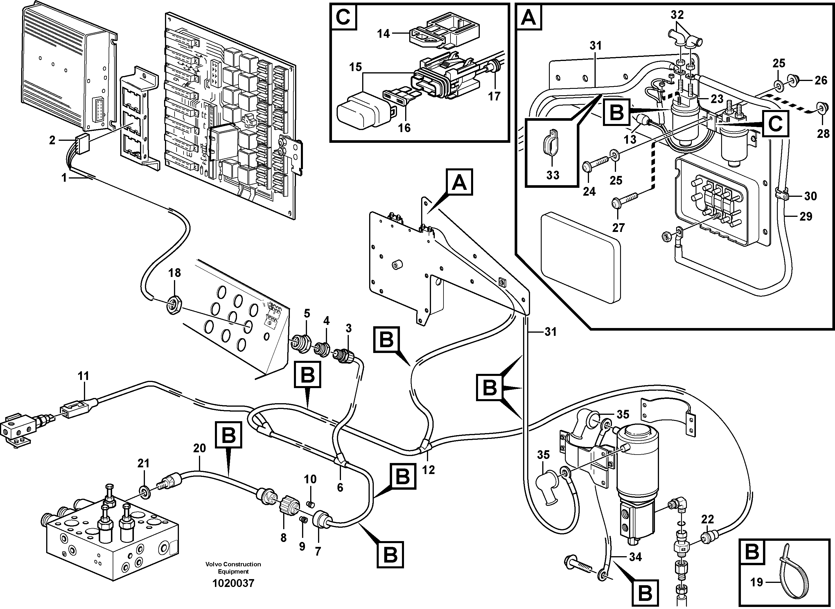 Схема запчастей Volvo L110E - 103592 Cable harness, secondary steering system L110E S/N 2202- SWE, 61001- USA, 70401-BRA