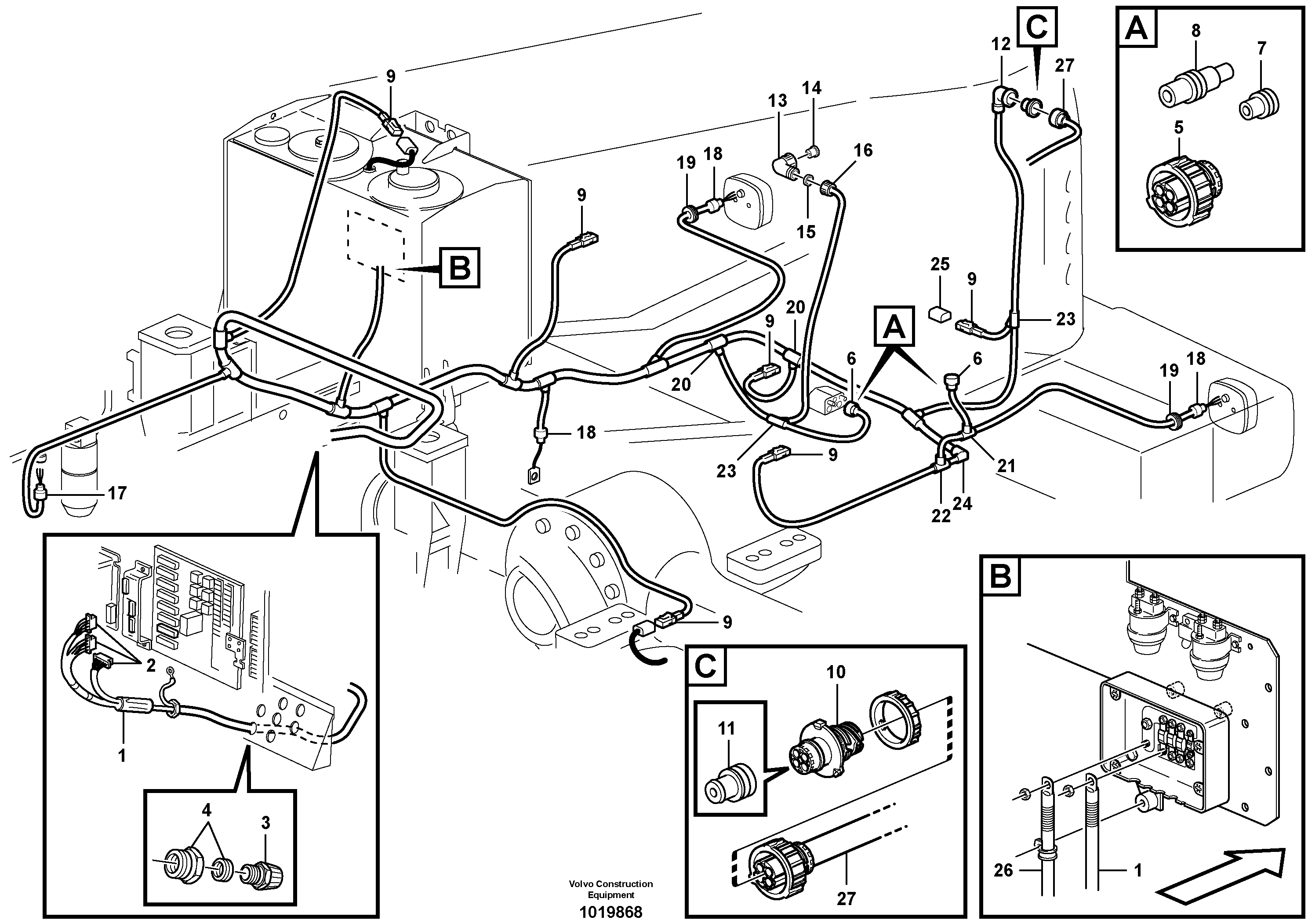 Схема запчастей Volvo L110E - 20242 Cable harness, rear L110E S/N 2202- SWE, 61001- USA, 70401-BRA