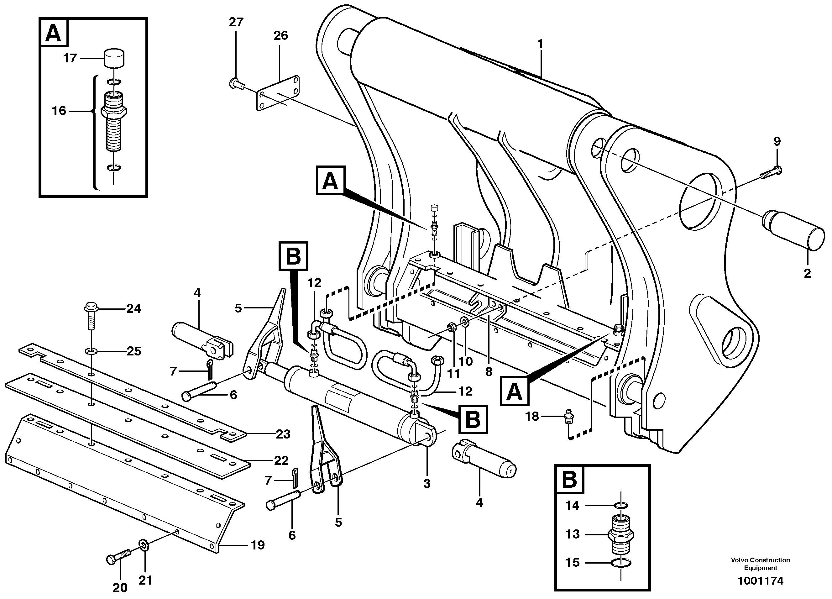 Схема запчастей Volvo L110E - 23543 Hydraulic attachment bracket L110E S/N 2202- SWE, 61001- USA, 70401-BRA