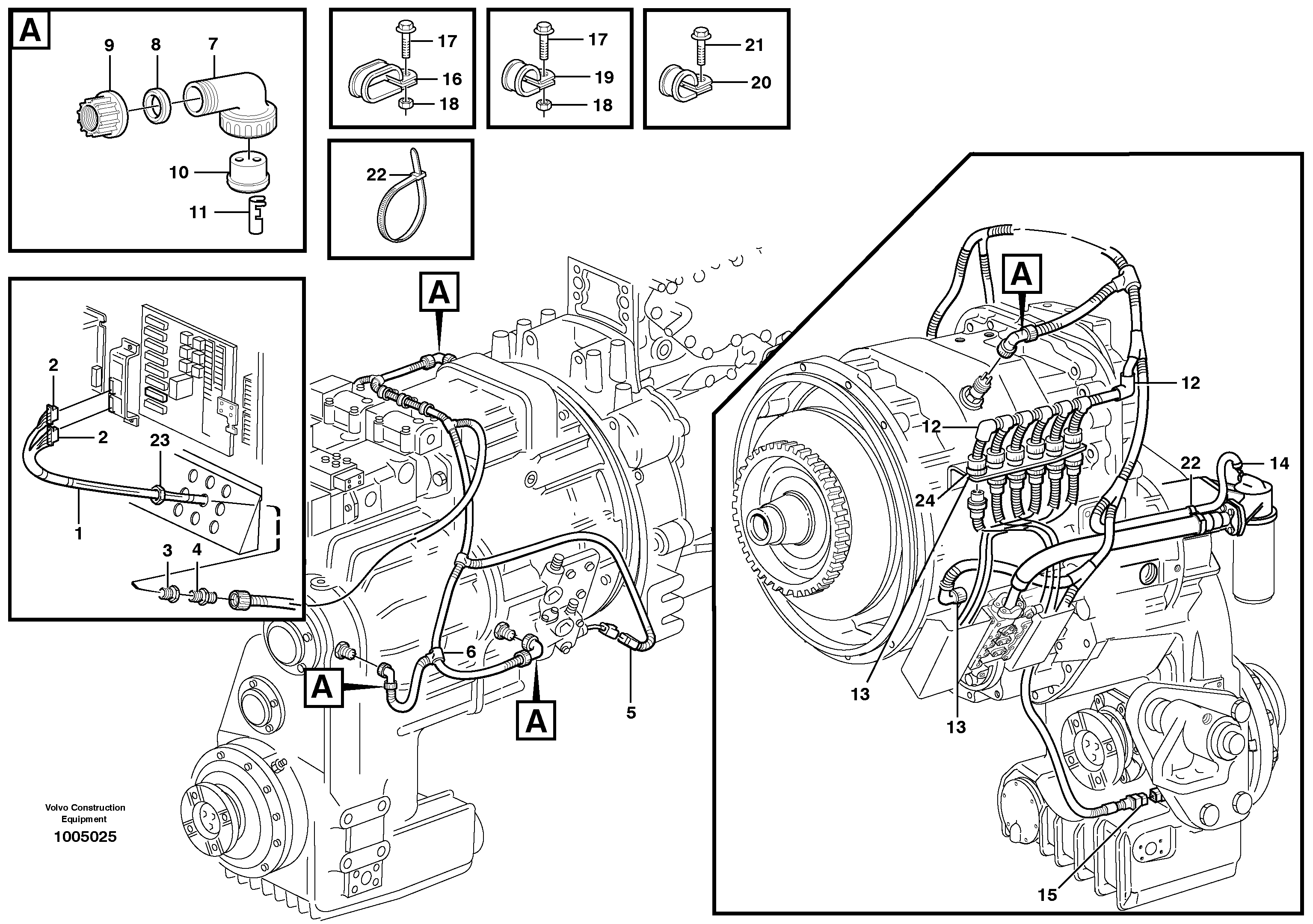 Схема запчастей Volvo L110E - 12422 Cable harness for transmission L110E S/N 1002 - 2165 SWE, 60001- USA,70201-70257BRA