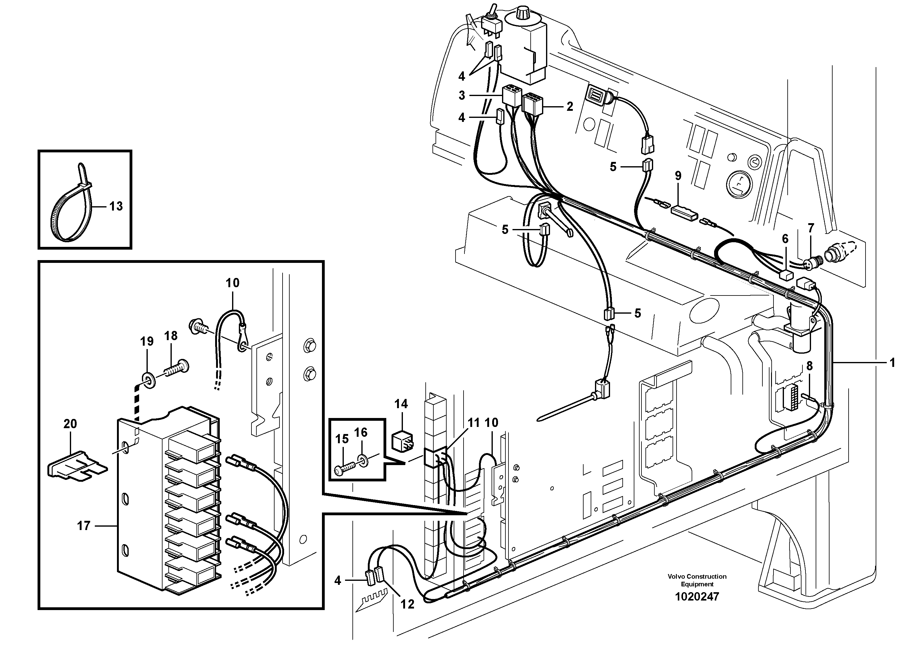 Схема запчастей Volvo L110E - 89814 Cable harness, automatic temperature control L110E S/N 2202- SWE, 61001- USA, 70401-BRA