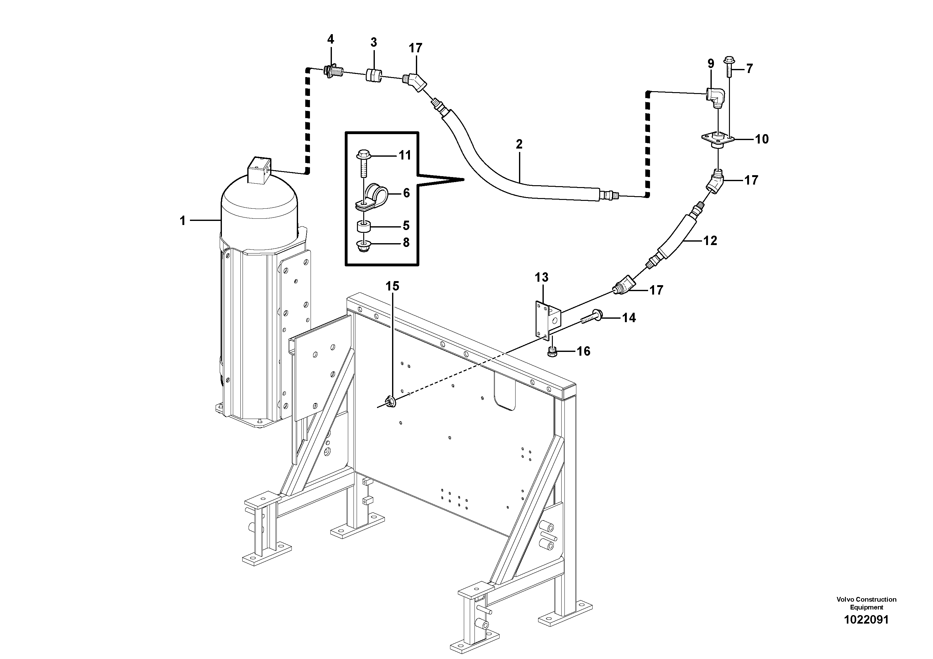 Схема запчастей Volvo L110E - 44147 Fire suppression system L110E S/N 1002 - 2165 SWE, 60001- USA,70201-70257BRA