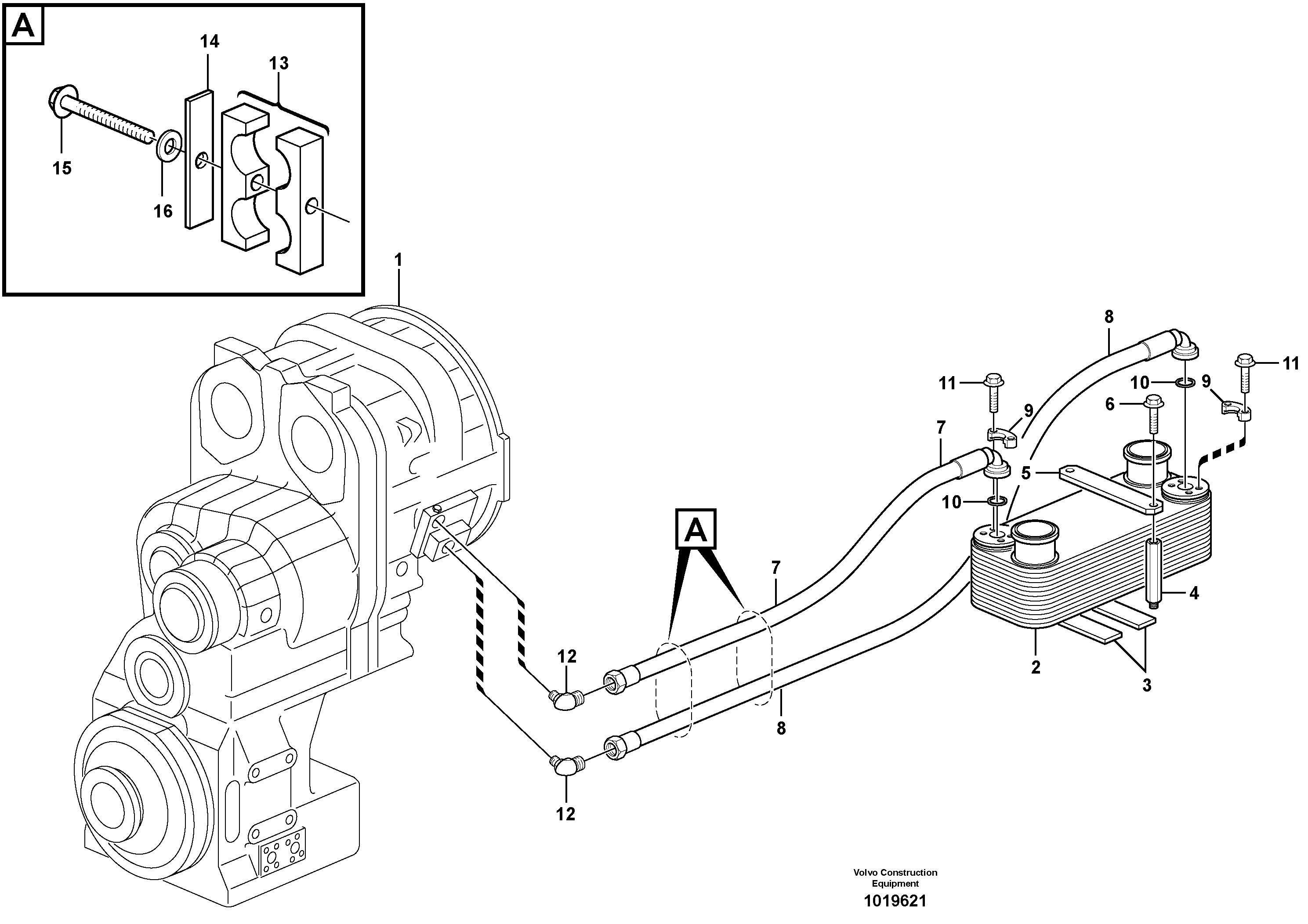 Схема запчастей Volvo L110E - 50708 Масляный радиатор L110E S/N 2202- SWE, 61001- USA, 70401-BRA